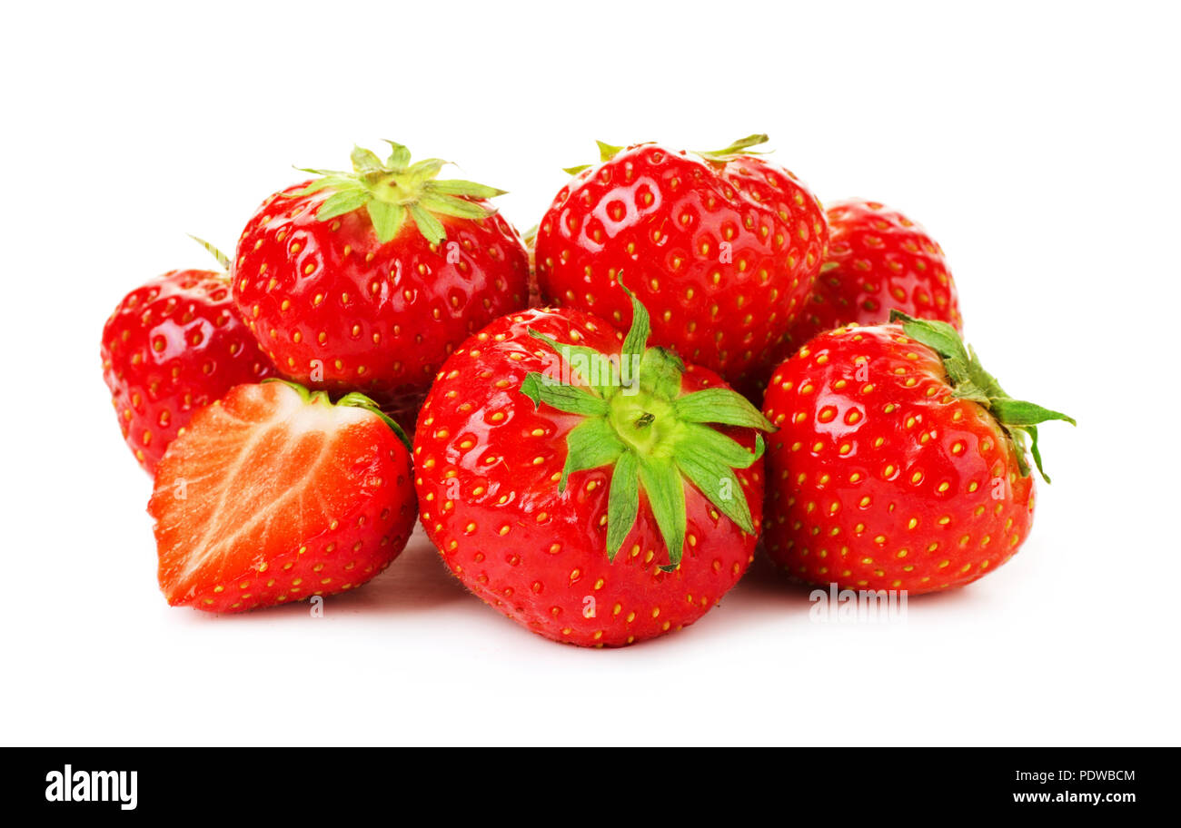 Fresh red strawberries isolated on white background Stock Photo - Alamy