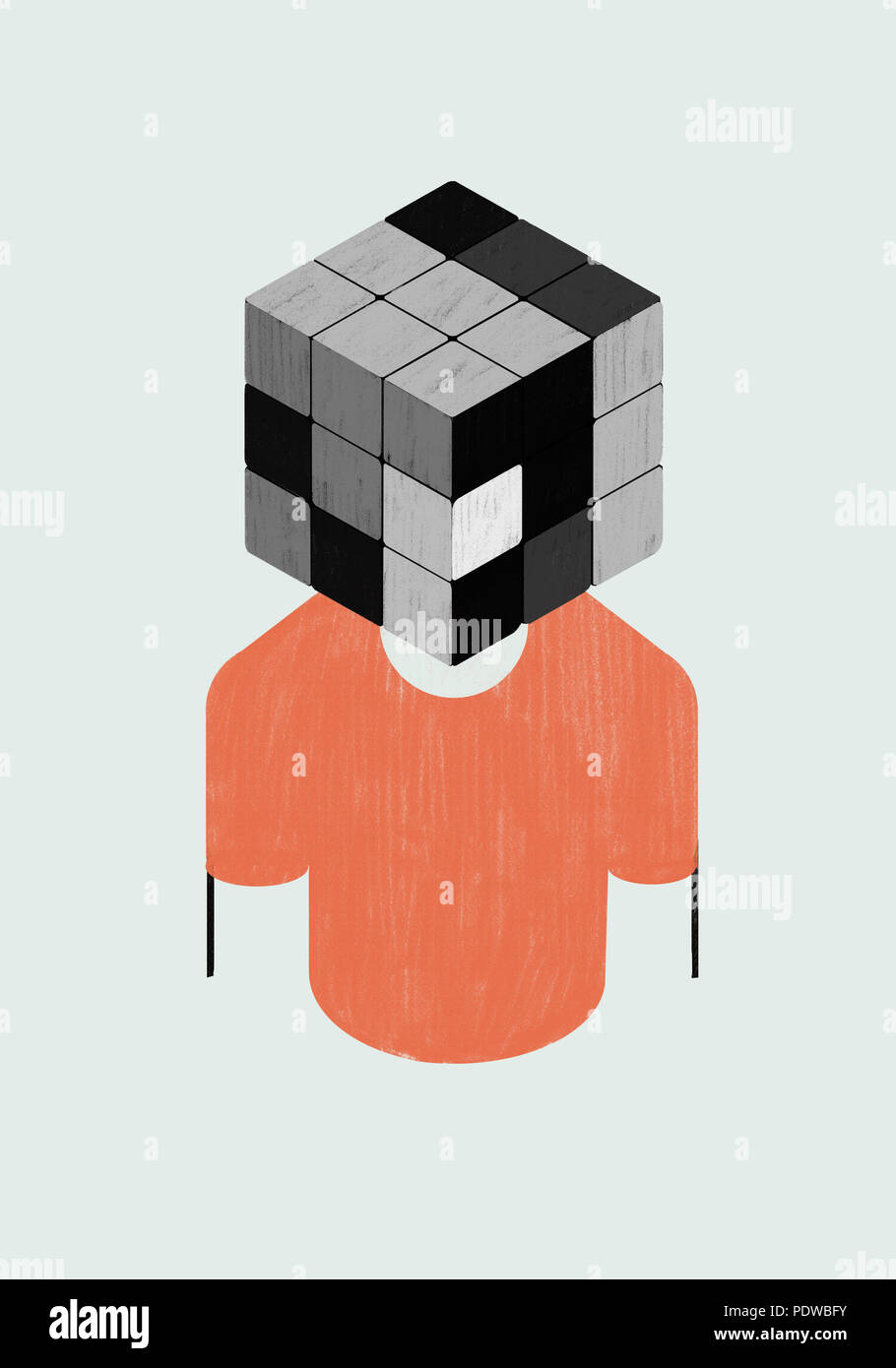 Psychology. Concept grayscale metaphor. Mind confused by emotions