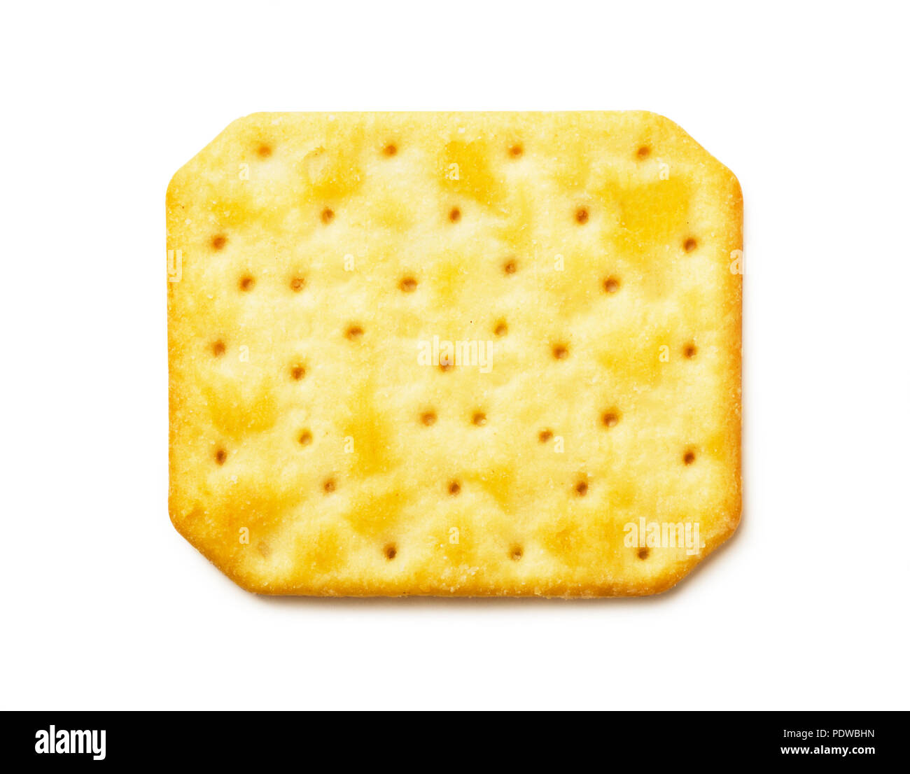 Top view of cheesy cracker isolated on white background Stock Photo