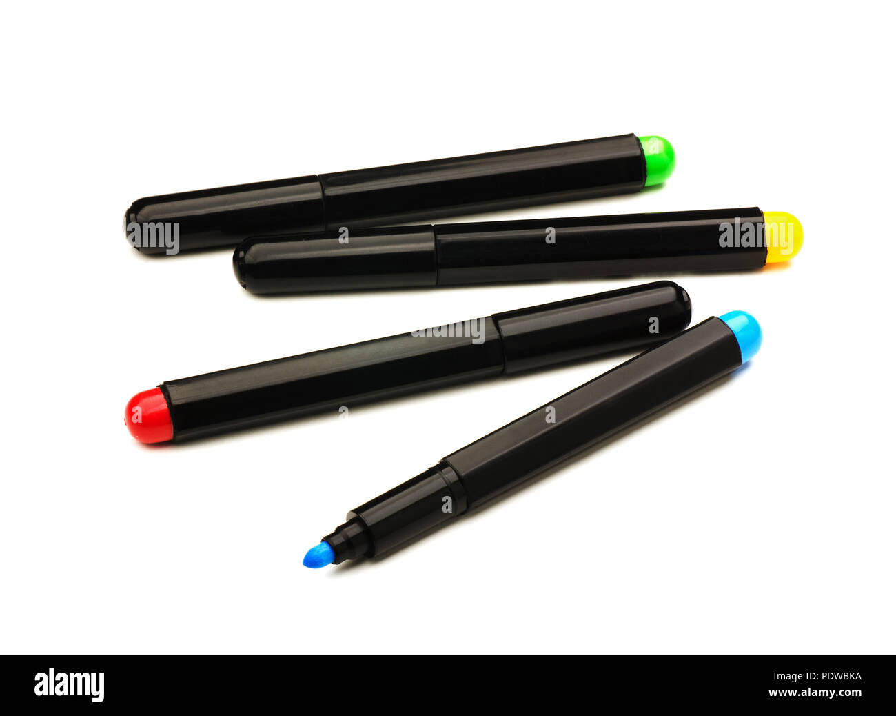 Colorful marker pen set on isolated background Stock Photo