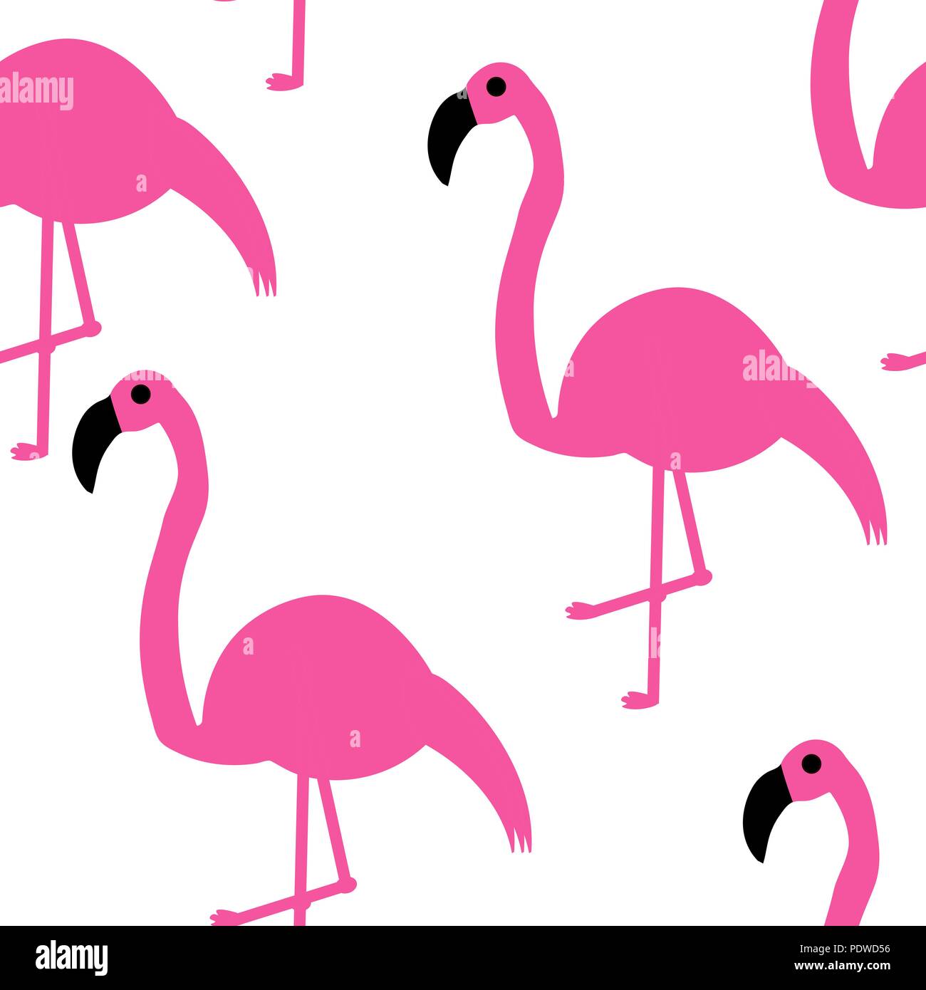 Vector illustration. Seamless pattern. Pink flamingos on a white ...