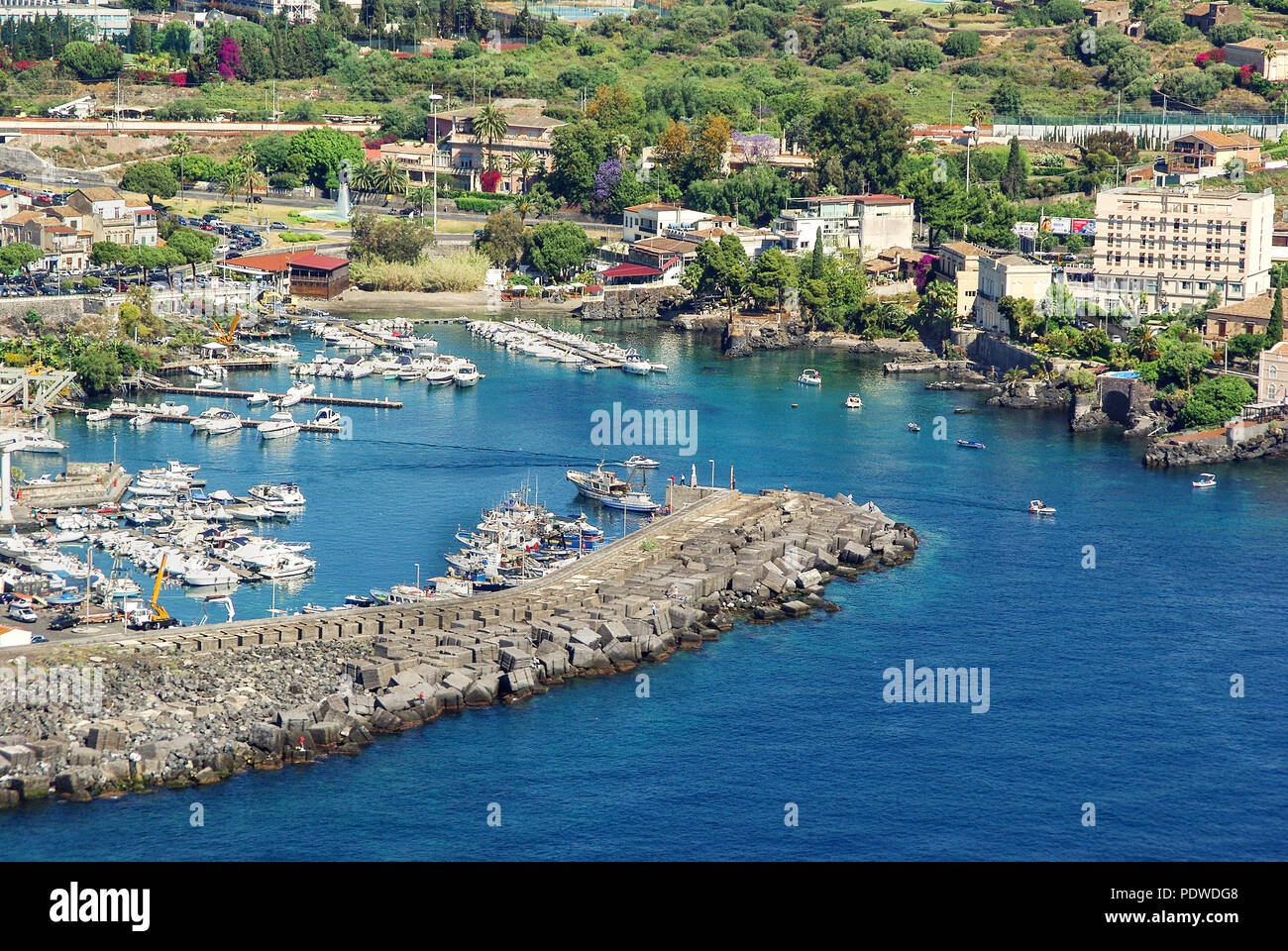 Catania, Sicily - Ognina Marina, aerial view Stock Photo
