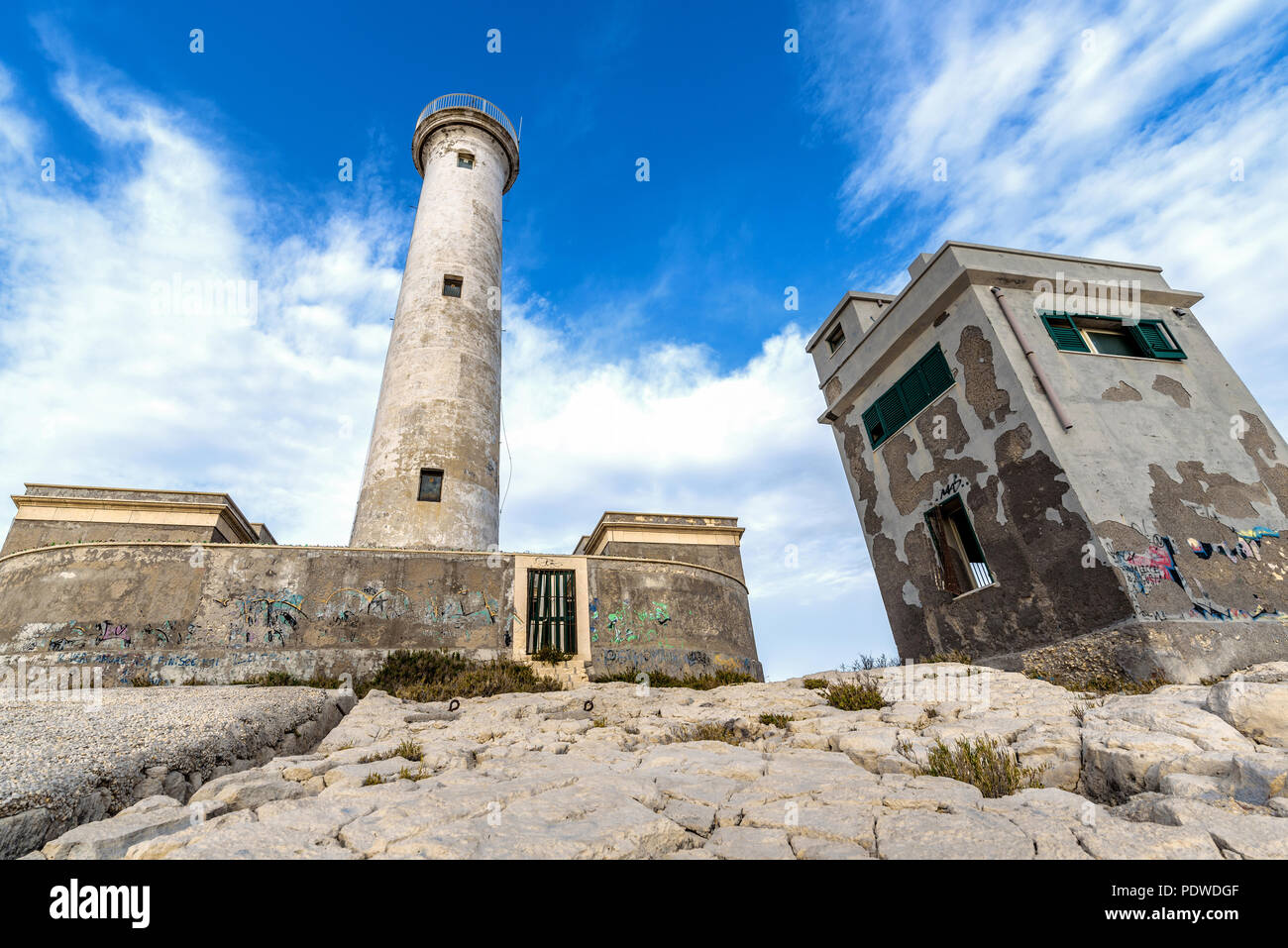 Capo Santa Croce Lighthouse Stock Photo