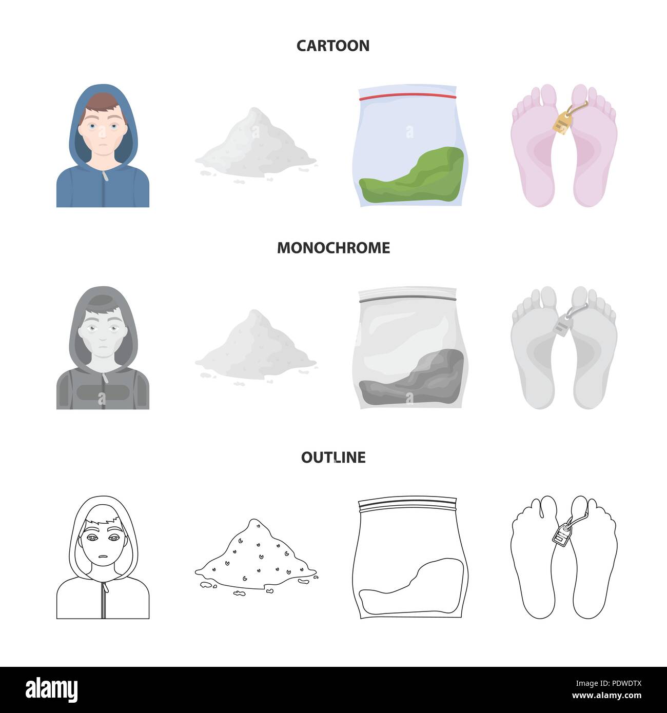 Addict Cocaine Marijuana Corpse Drug Set Collection Icons In Cartoon Outline Monochrome Style Vector Symbol Stock Illustration Stock Vector Image Art Alamy