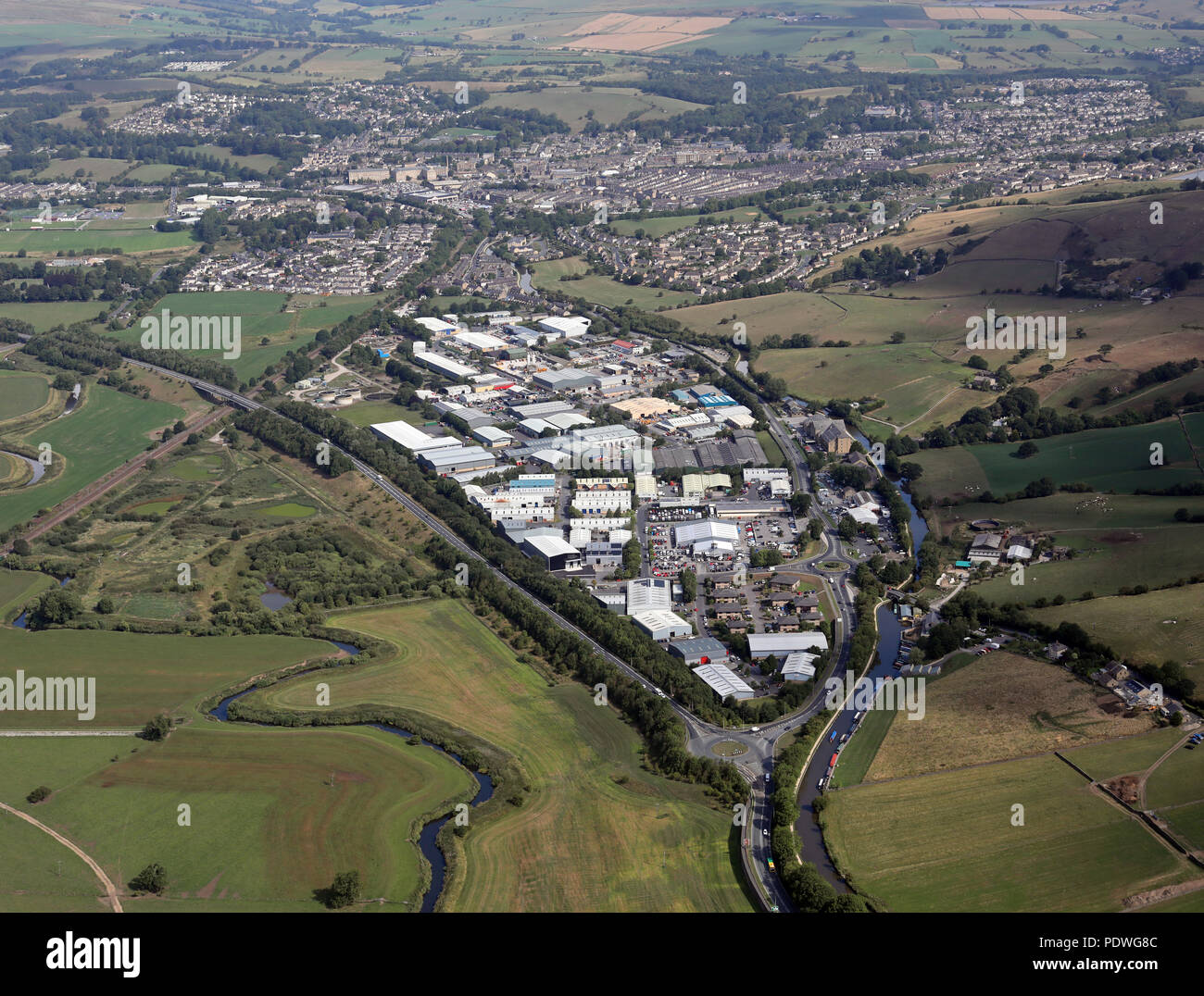 aerial view of factories and business units at and around Snaygill