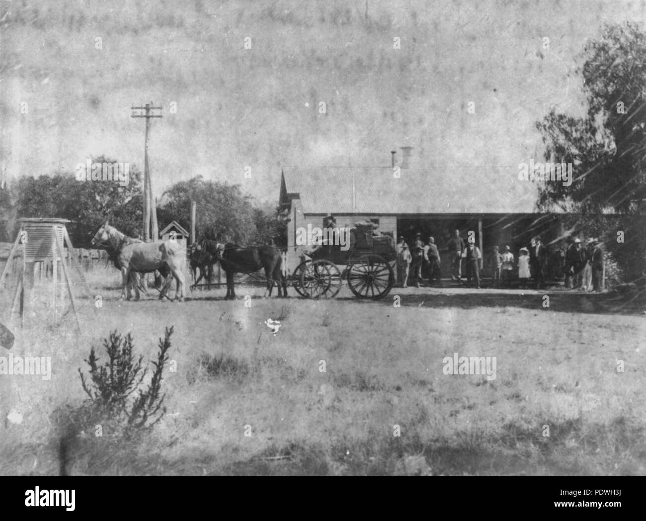 235 StateLibQld 1 161595 Activity outside the post office, Springsure, 1908 Stock Photo