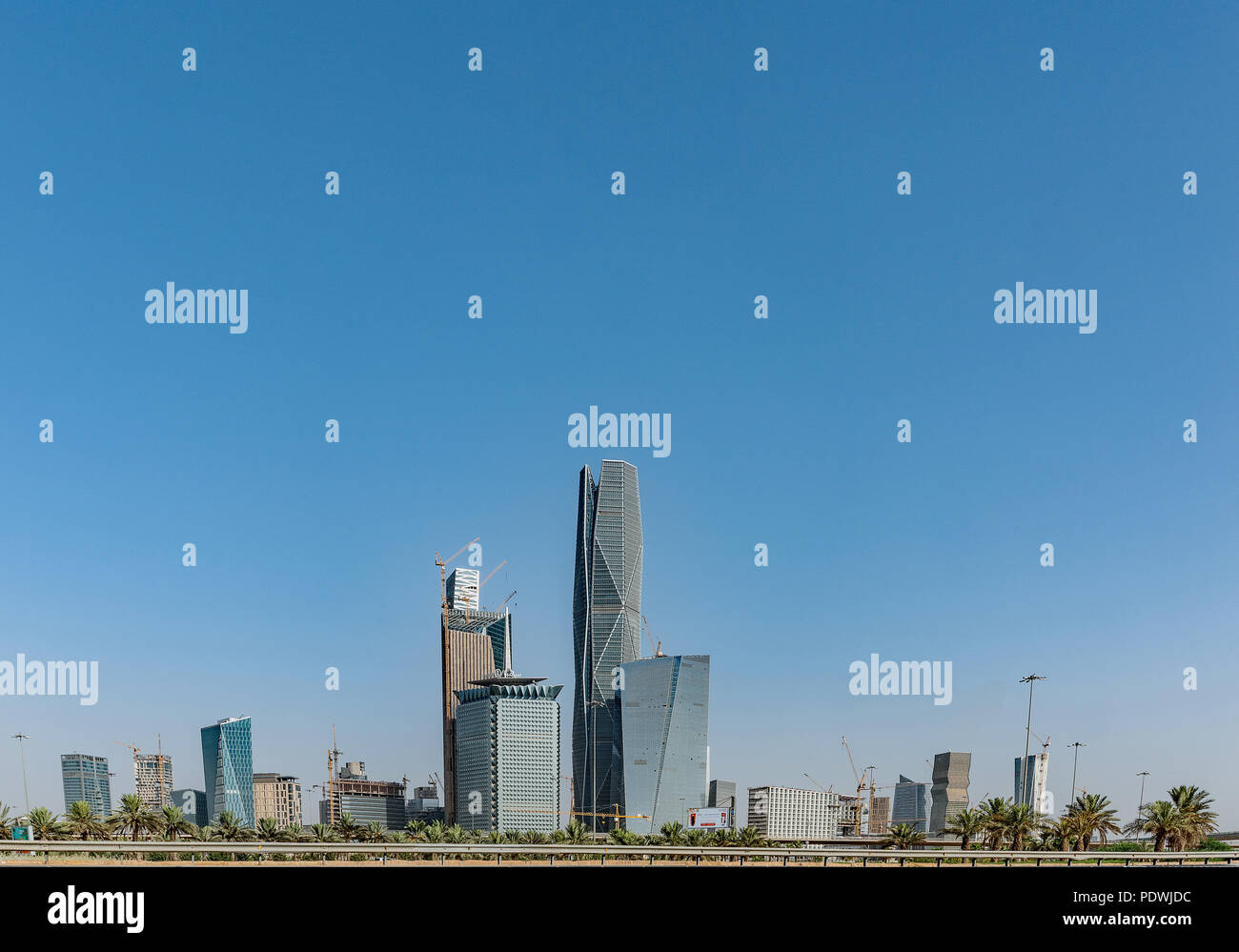 A wide view of KAFD - King Abdullah Financial District - in Riyadh, Saudi Arabia. A huge construction project for a new financial district. Stock Photo