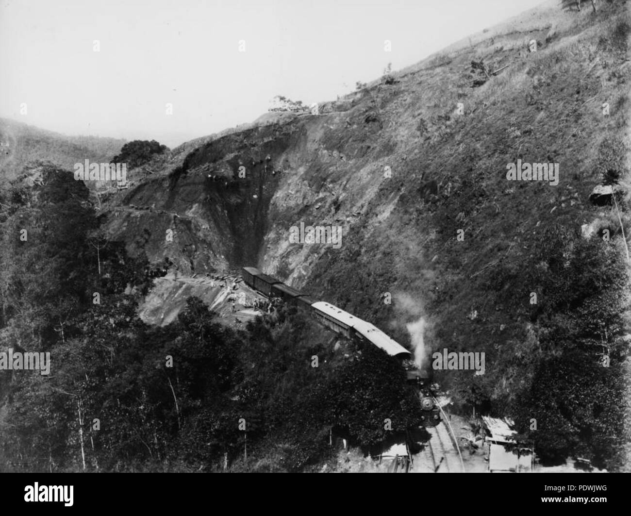 249 StateLibQld 1 201691 Landslide on the Cairns Railway, 1911 Stock Photo