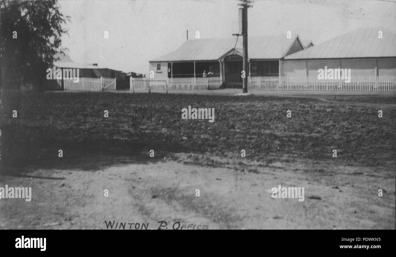251 StateLibQld 1 211800 First Post and Telegraph Office with extensions, Winton, ca. 1916 Stock Photo