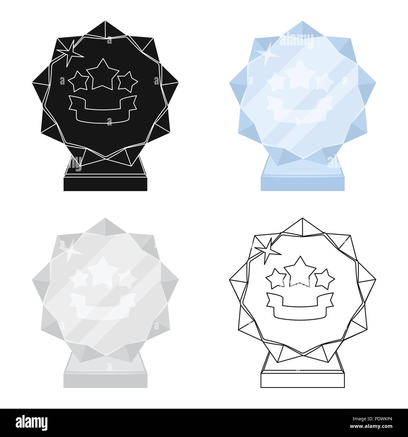 Crystal trophy in the shape of a star.Award for the best song in the talent contest .Awards and trophies single icon in cartoon style vector symbol st Stock Vector