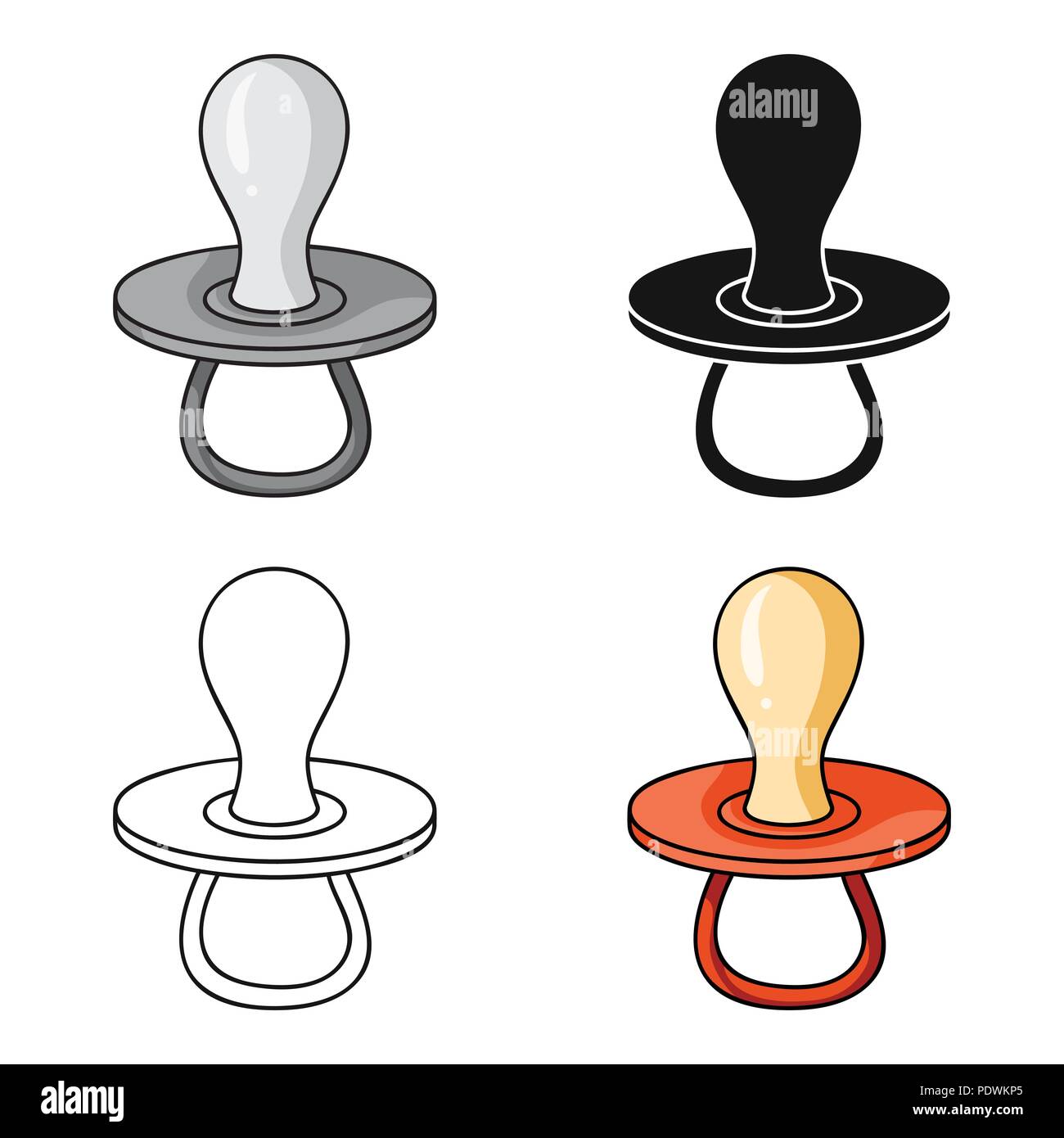 Baby pacifier icon in cartoon style isolated on white background. Baby ...