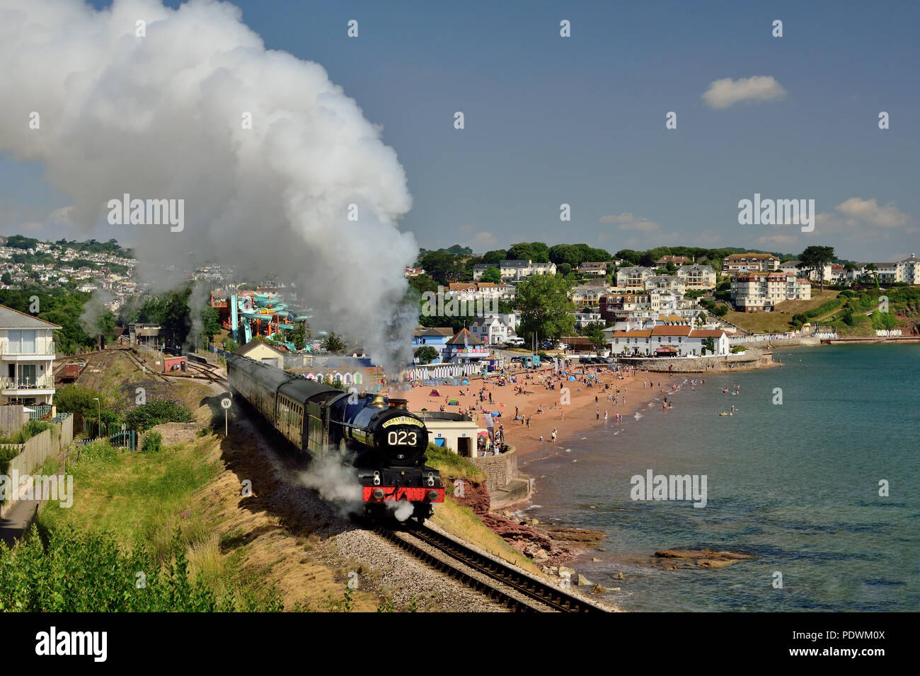 GWR King class locomotive No 6023 King Edward II leaving Goodrington on ...