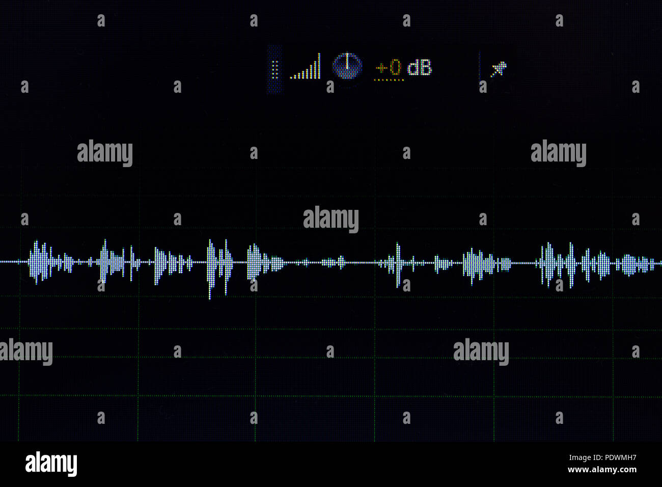 Audio sound wave studio editing computer program screen showings sounds ...