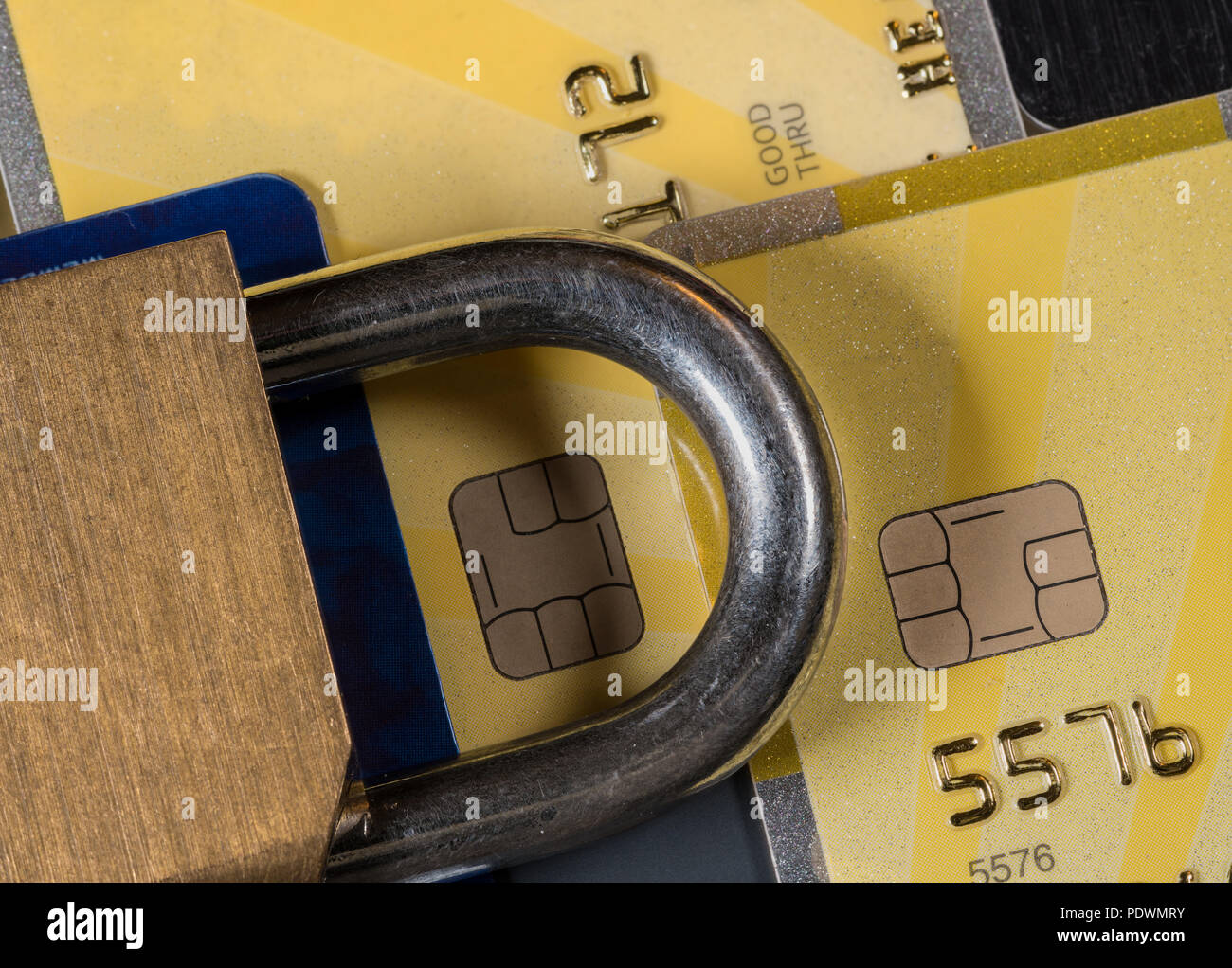 Concept for credit lock or freeze using padlock Stock Photo