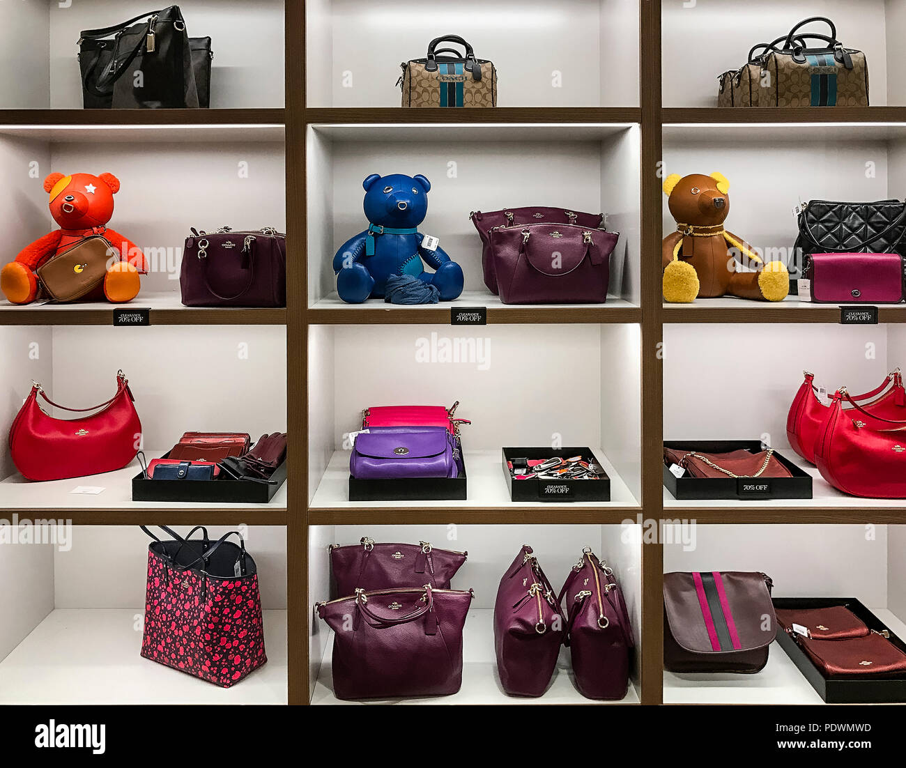 Interior display of Coach Outlet store, Florida, USA. Stock Photo