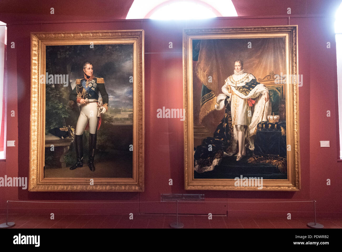Two large portraits of Charles Andre, Count Pozzo di Borgo ( Left) and the other of, Joseph Bonaparte, King of Spain, Napoleon’s eldest brother on di Stock Photo