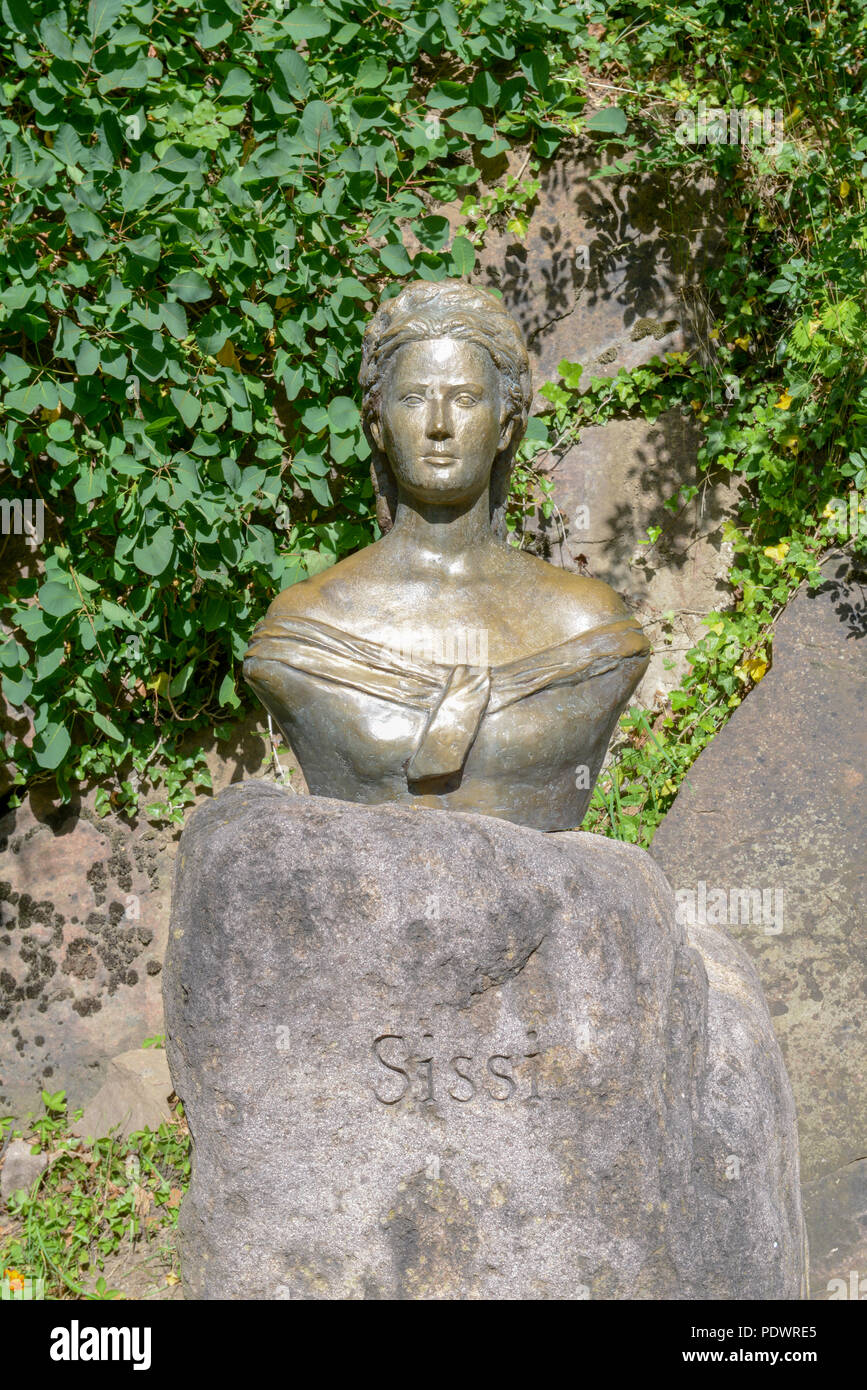 Sculpture of empress Elisabeth of Austria also known as Sissi at garden of Trauttmansdorff Castle at Meran on Italy Stock Photo
