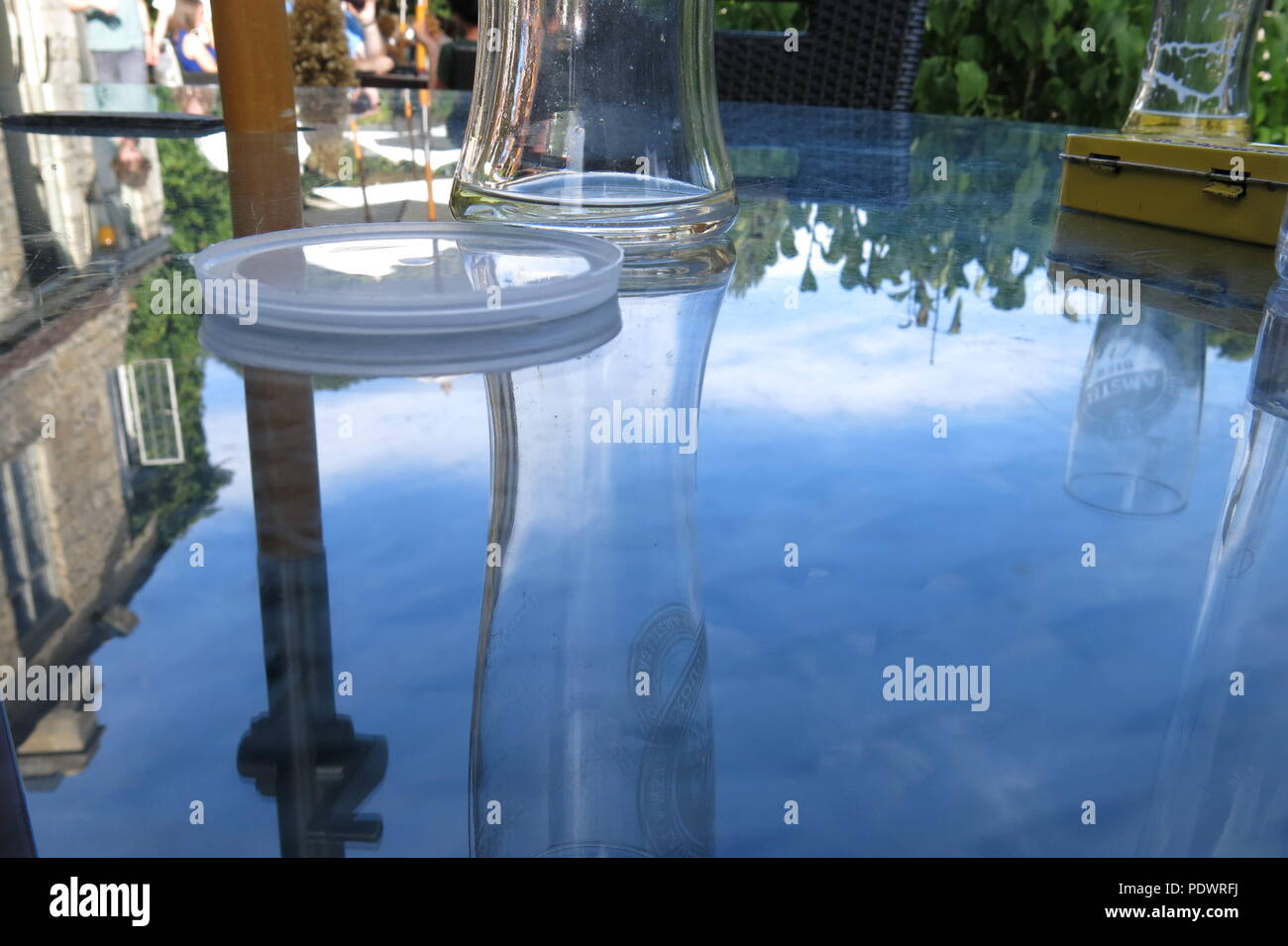 reflections on a glass table Stock Photo