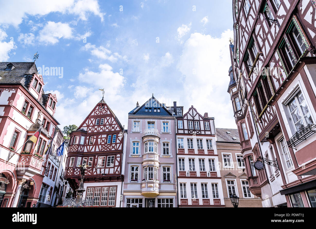 Historic Facades Bernkastel-Kues Rhineland Palatinate Germany Stock ...