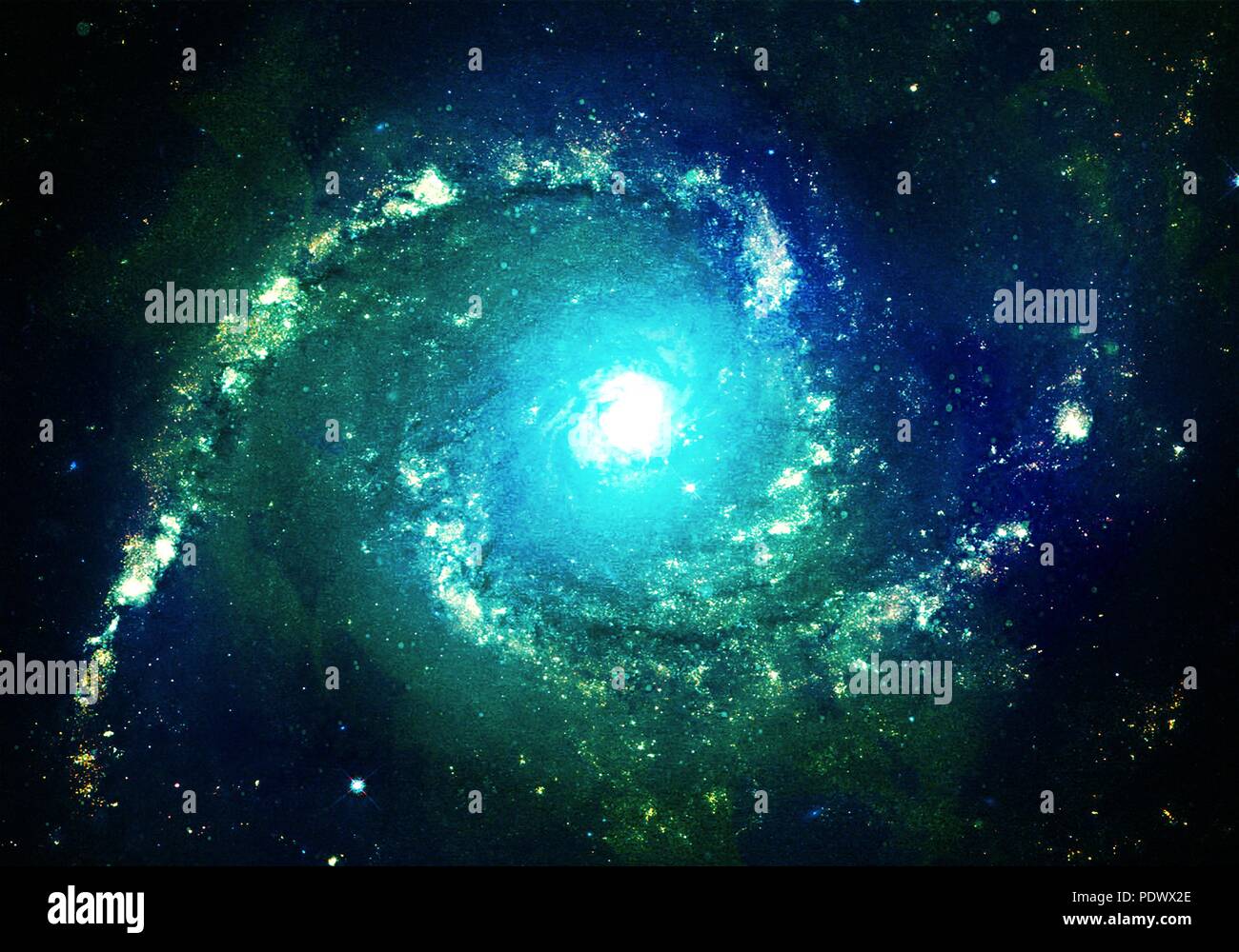 Green galaxy with a center of light Stock Photo Alamy