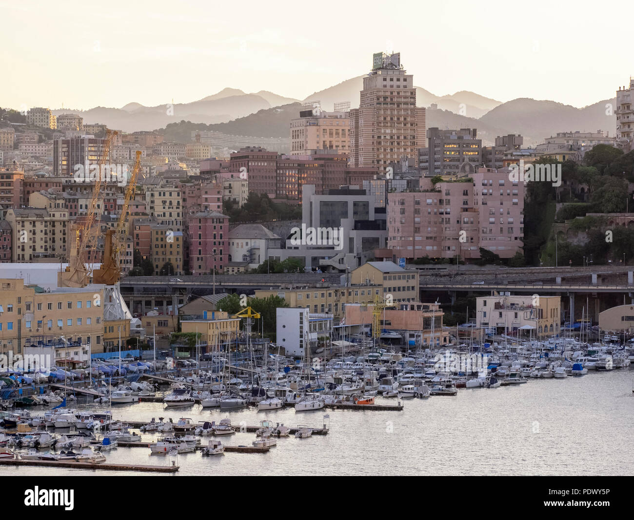 Genoa View Genoa harbour dawn hi-res stock photography and images - Alamy