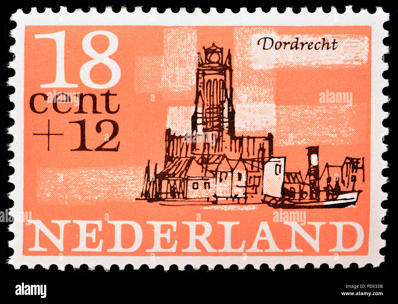 Netherlands postage stamp (1965) : Dordrecht:  city in the Western Netherlands, in the province of South Holland Stock Photo