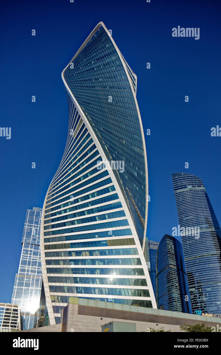 Evolution Tower at Moscow International Business Centre (MIBC), also known as “Moscow City'. Moscow, Russia. Stock Photo