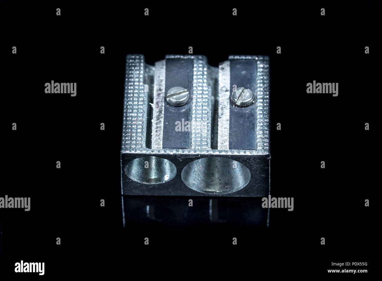 Steel sharpener on black background Stock Photo