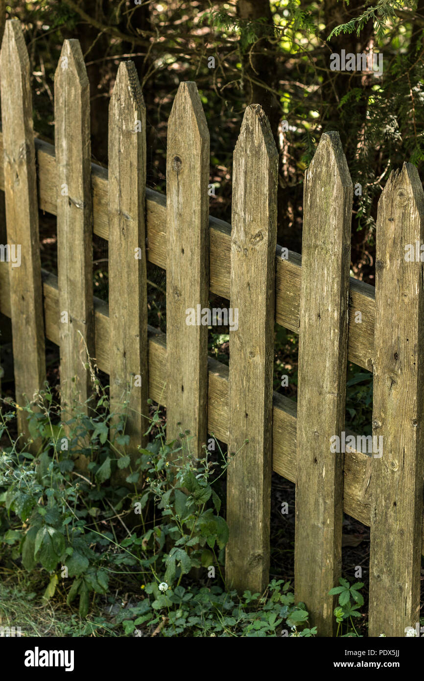 Wooden fence as safety device Stock Photo