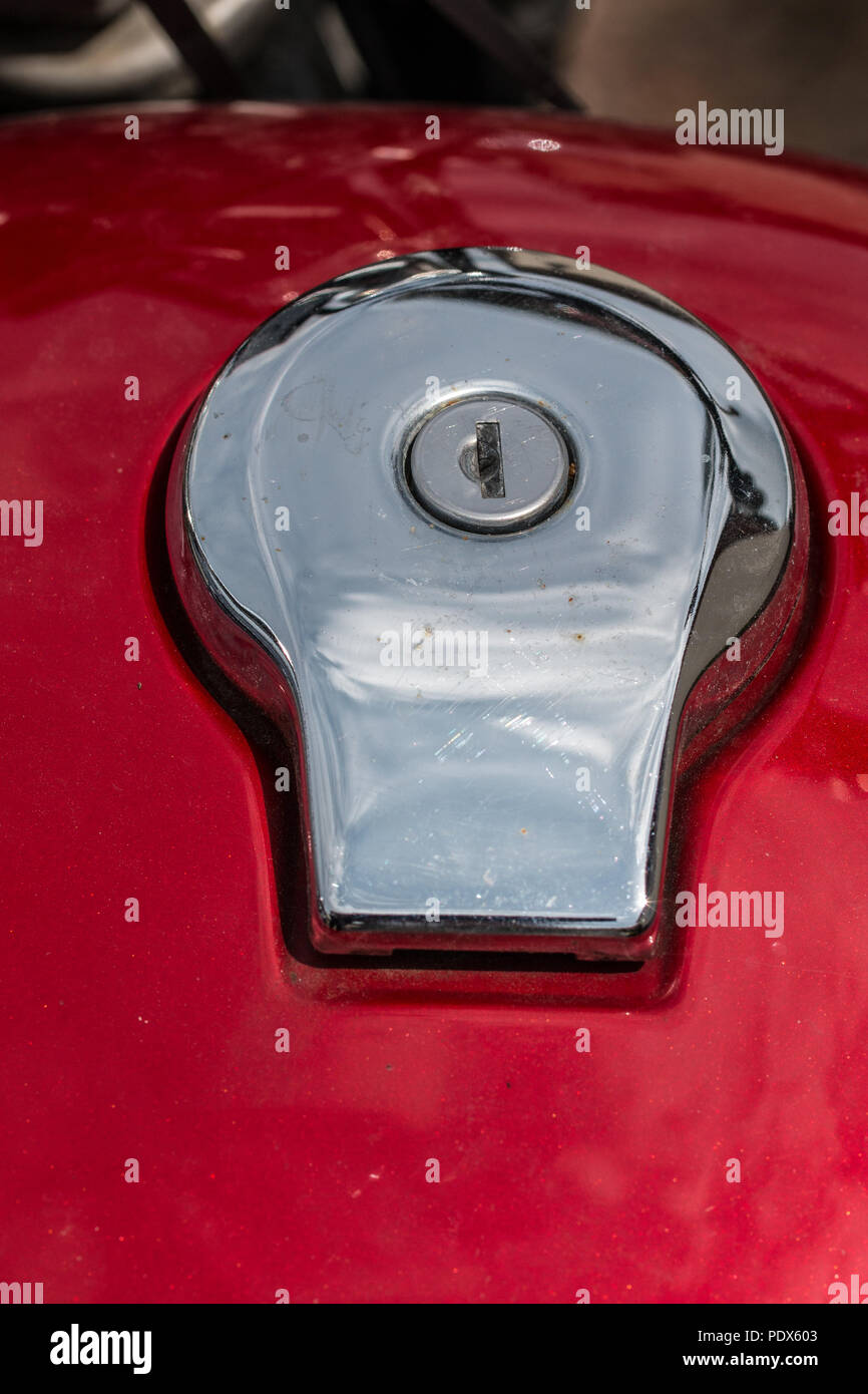 Fuel tank of a motorbike and lock Stock Photo