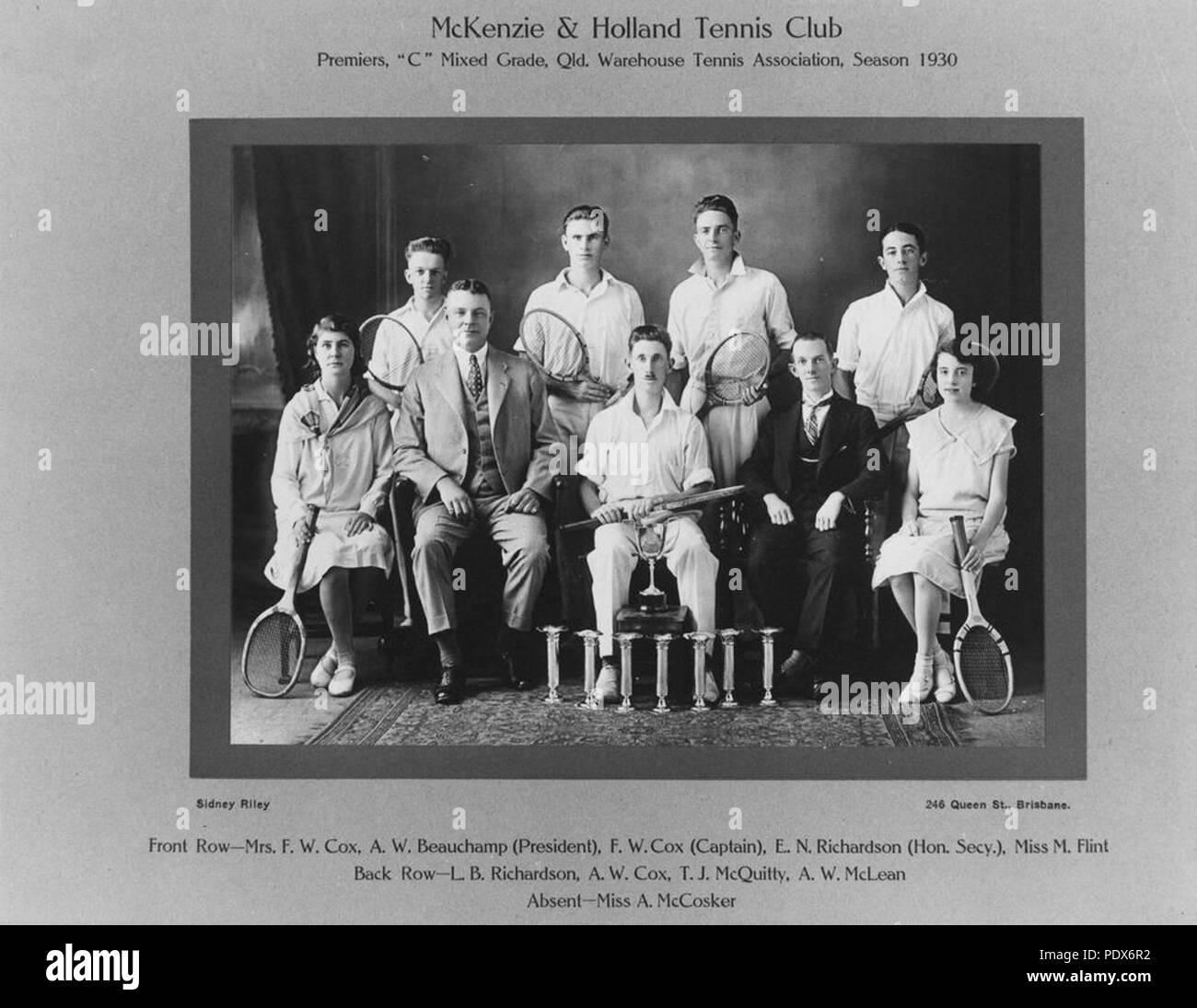 262 StateLibQld 1 295703 Premiership team from the McKenzie and Holland Tennis  Club, 1930 Stock Photo - Alamy