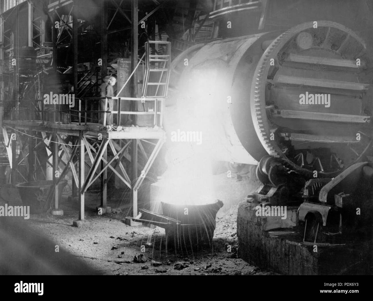 262 StateLibQld 1 297295 Inside the smelting works at Mount Isa, 1954 Stock Photo