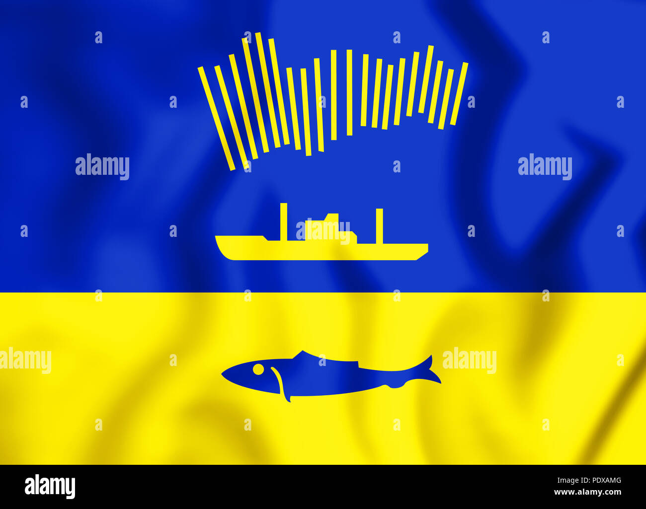 3D Flag of Murmansk, Russia. 3D Illustration Stock Photo
