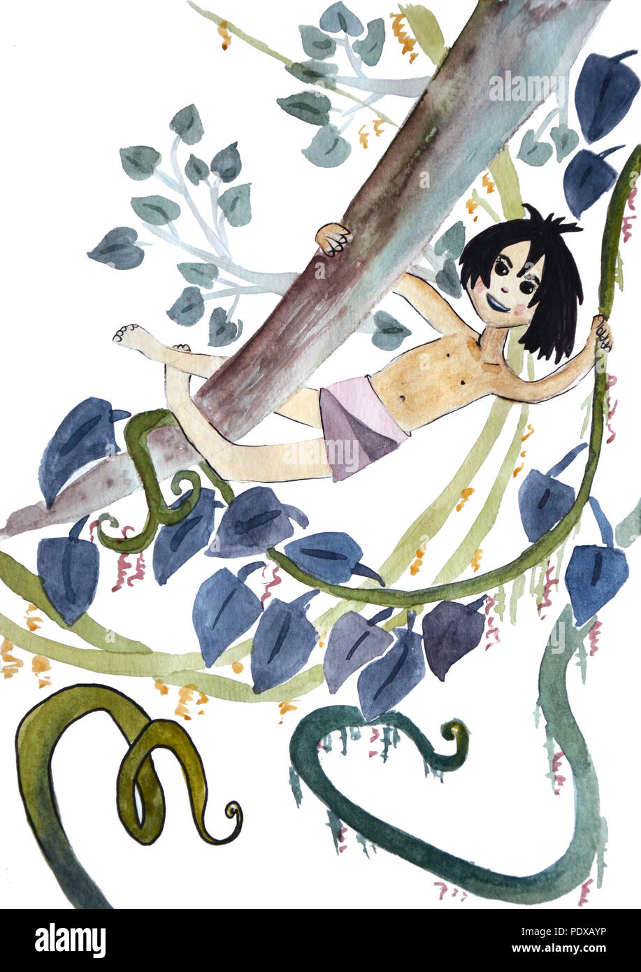 Anime Child Boy Drawing, the jungle book, mammal, child, black Hair png |  PNGWing