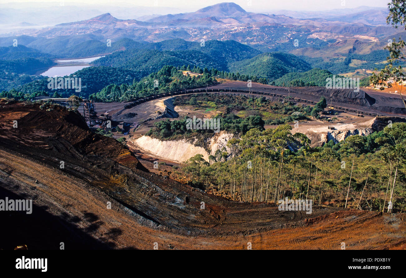 Iron Mining Impact on Landscape, Belo Horizonte, state of Minas Gerais, Brazil, South  America. Stock Photo