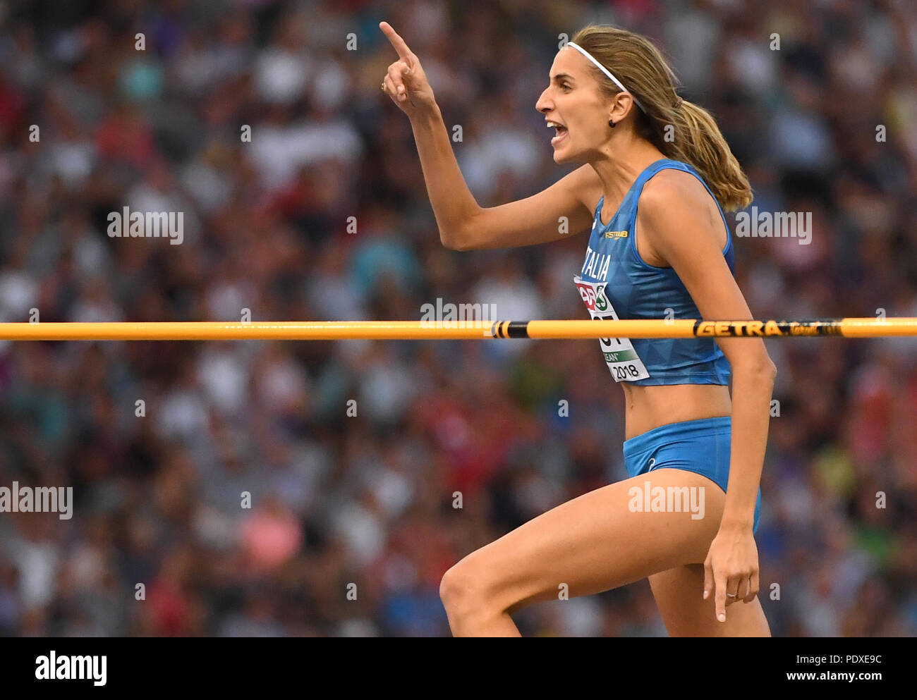 Berlin, Germany. 10th Aug, 2018. Athletics, European Championships at the Olympic Stadium: High Jump, Women, Final: Alessia Trost from Italy reacts. Credit: Hendrik Schmidt/dpa-Zentralbild/dpa/Alamy Live News Stock Photo