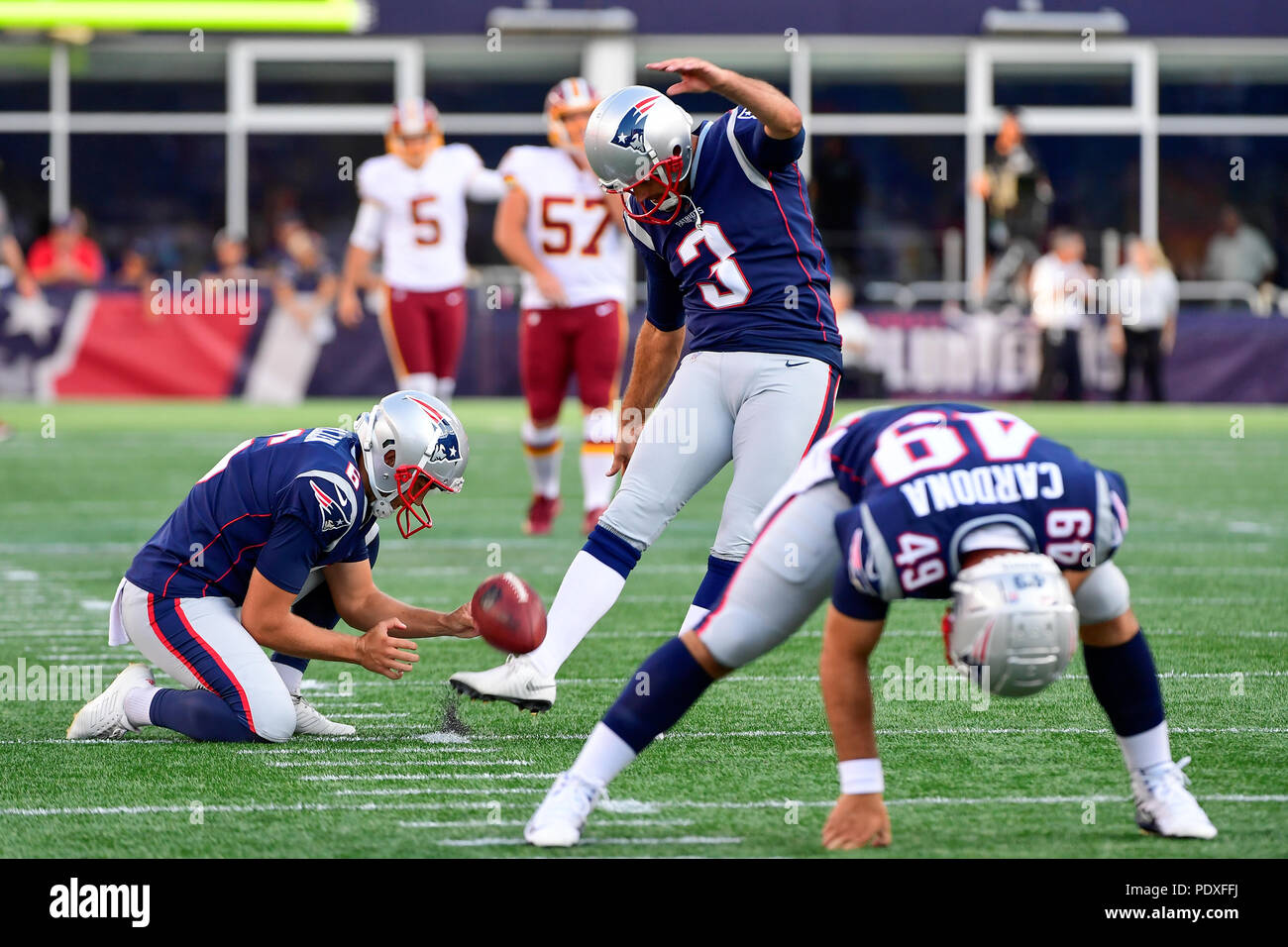 August 9 2018 New England Patriots kicker Stephen Gostkowski 3 warms up