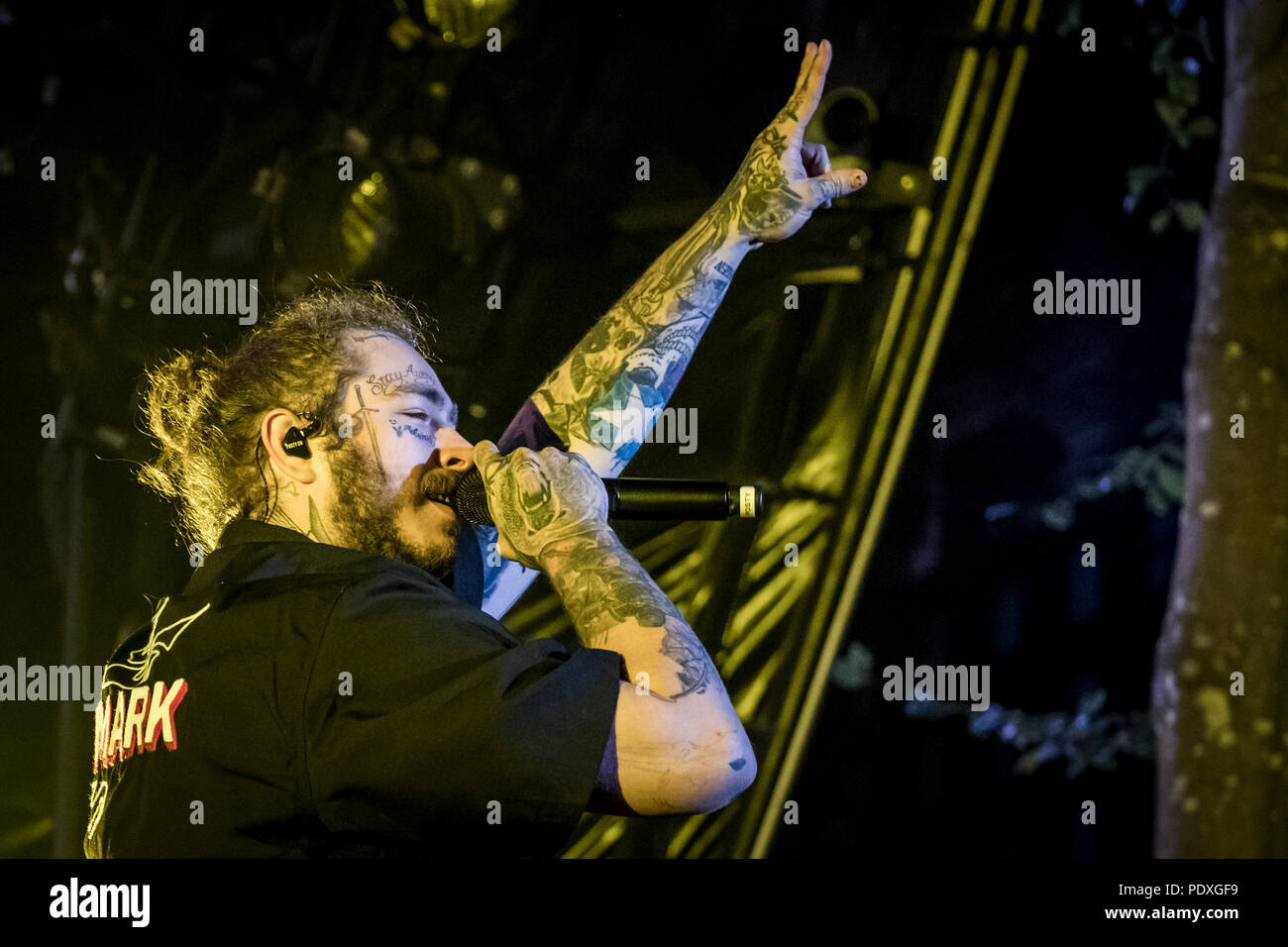 Denmark, Skanderborg - August 10, 2018. The American rapper and lyricist  Post Malone performs a live concert during the Danish music festival  SmukFest 2018. (Photo credit: Gonzales Photo - Kim M. Leland).