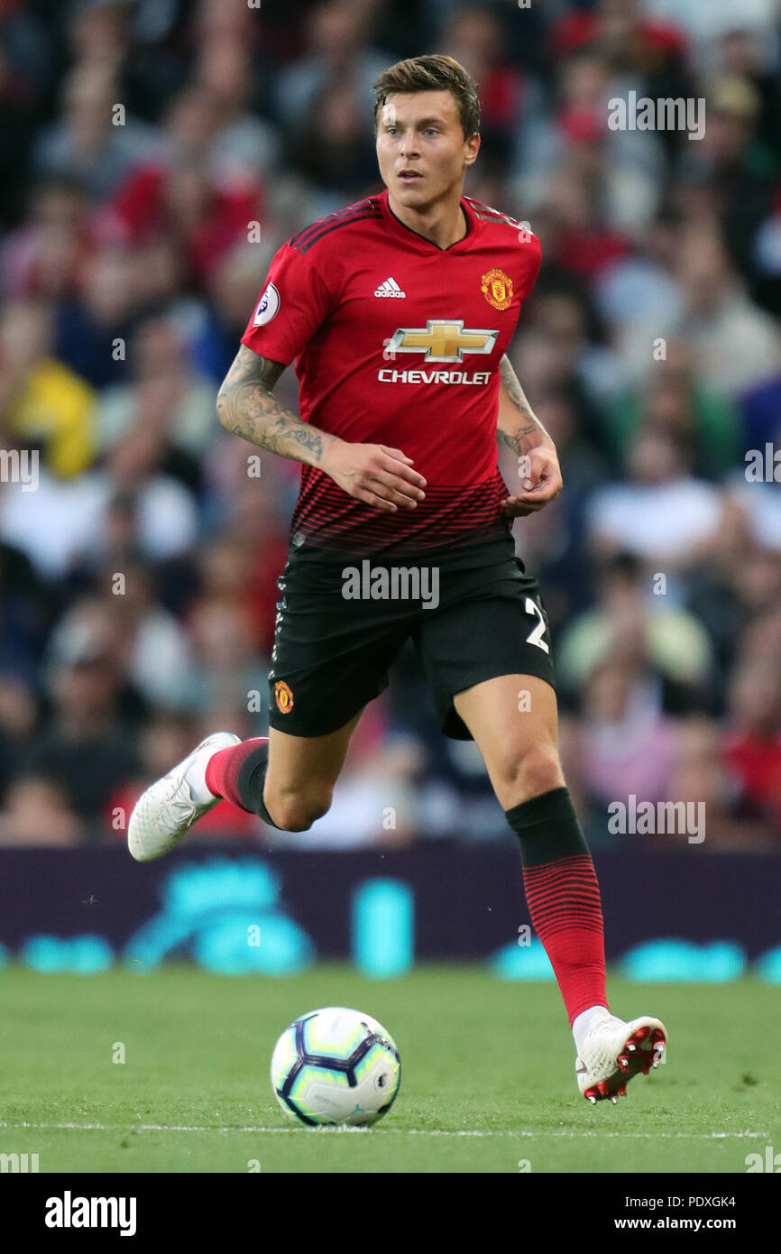 Victor Lindelof MANCHESTER UNITED FC MANCHESTER UNITED FC V LEICESTER CITY FC 10 August 2018 GBC10281 MANCHESTER UNITED FC V LEICESTER CITY FC PREMIER LEAGUE 10/08/18, OLD TRAFFORD, MANCHESTER STRICTLY EDITORIAL USE ONLY. If The Player/Players Depicted In This Image Is/Are Playing For An English Club Or The England National Team. Then This Image May Only Be Used For Editorial Purposes. No Commercial Use. The Following Usages Are Also Restricted EVEN IF IN AN EDITORIAL CONTEXT: Use in conjuction with, or part of, any unauthorized audio, video, data, fixture lists, club/league Stock Photo