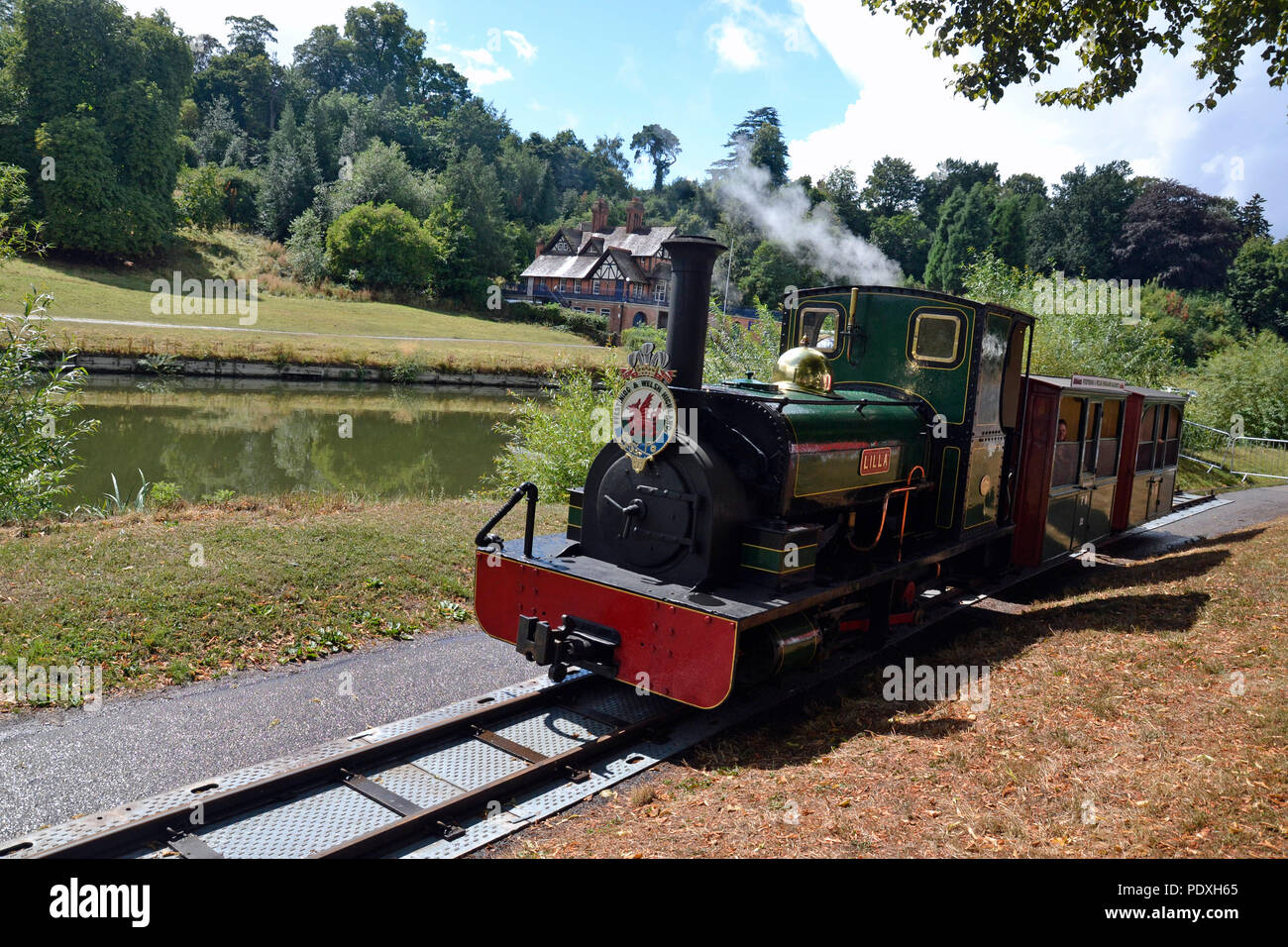 Steam train from the Ffestiniog and Welsh Highland Railway at Shrewsbury Flower Show Welsh railway exhibiting at flower show. free rides Credit: Susie Kearley/Alamy Live News Stock Photo