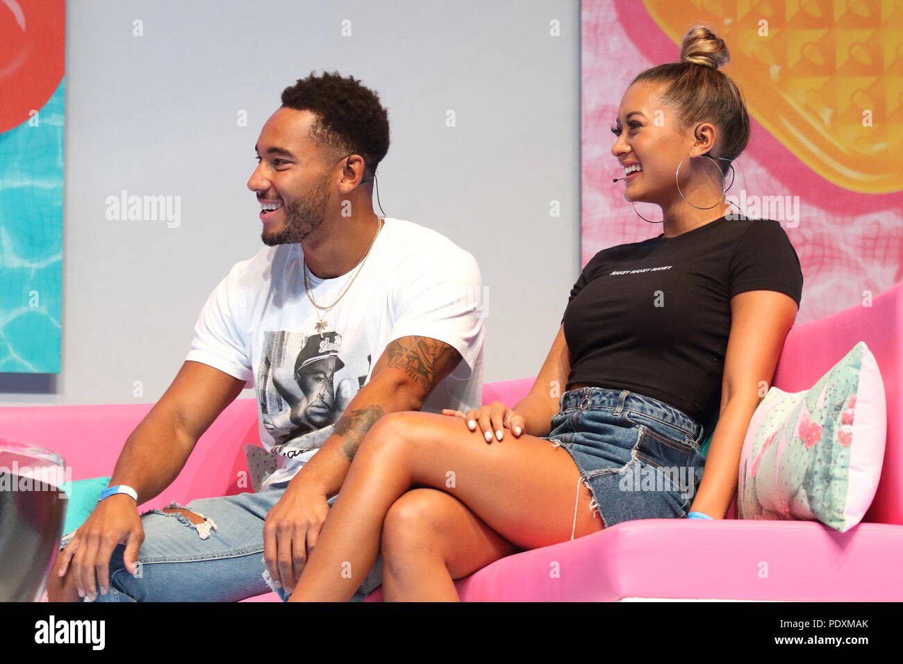 London, UK, 10 Aug 2018. Josh Denzel and Kaz Crossley at Love Island