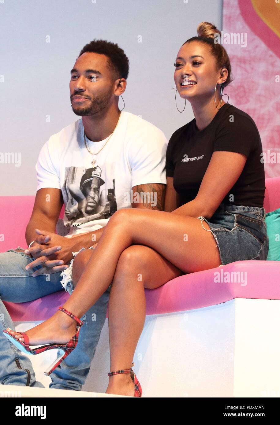 London, UK, 10 Aug 2018. Josh Denzel and Kaz Crossley at Love Island Live  at the