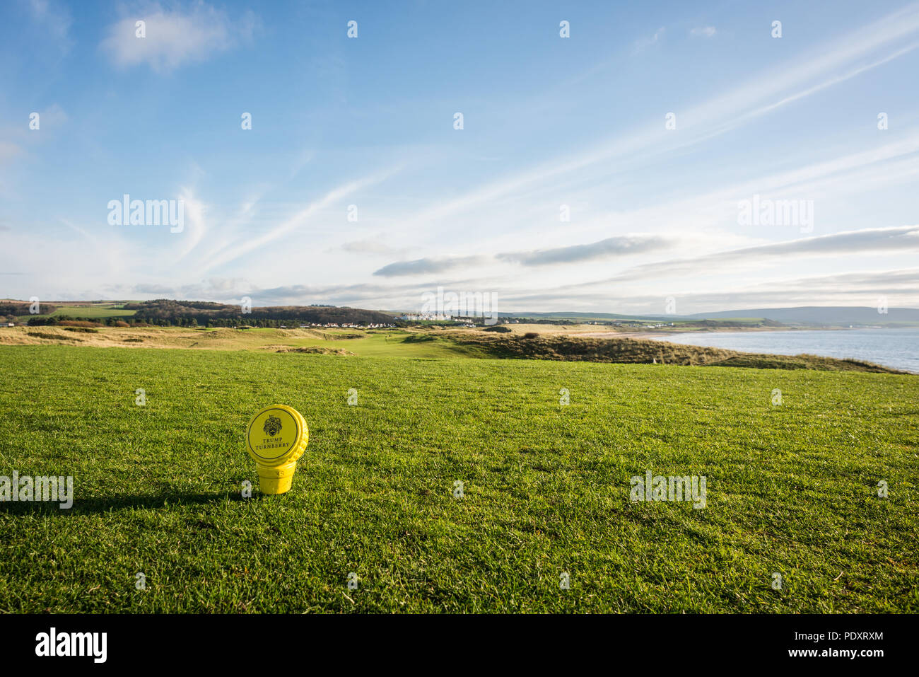 A close-up shot of the green at Turnberry golf course, Ayrshire, Scotland Stock Photo
