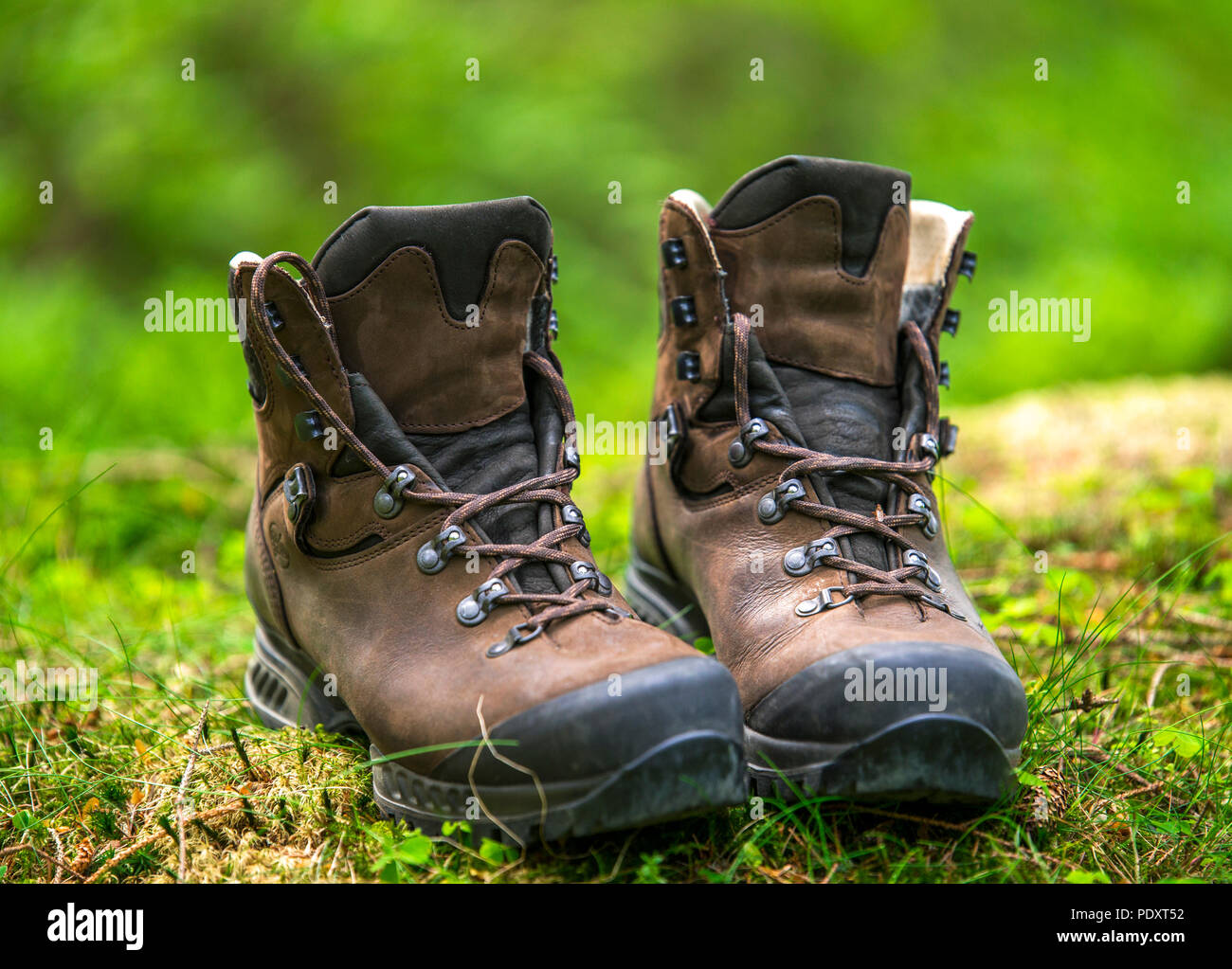 Brown hiking boots Stock Photo - Alamy