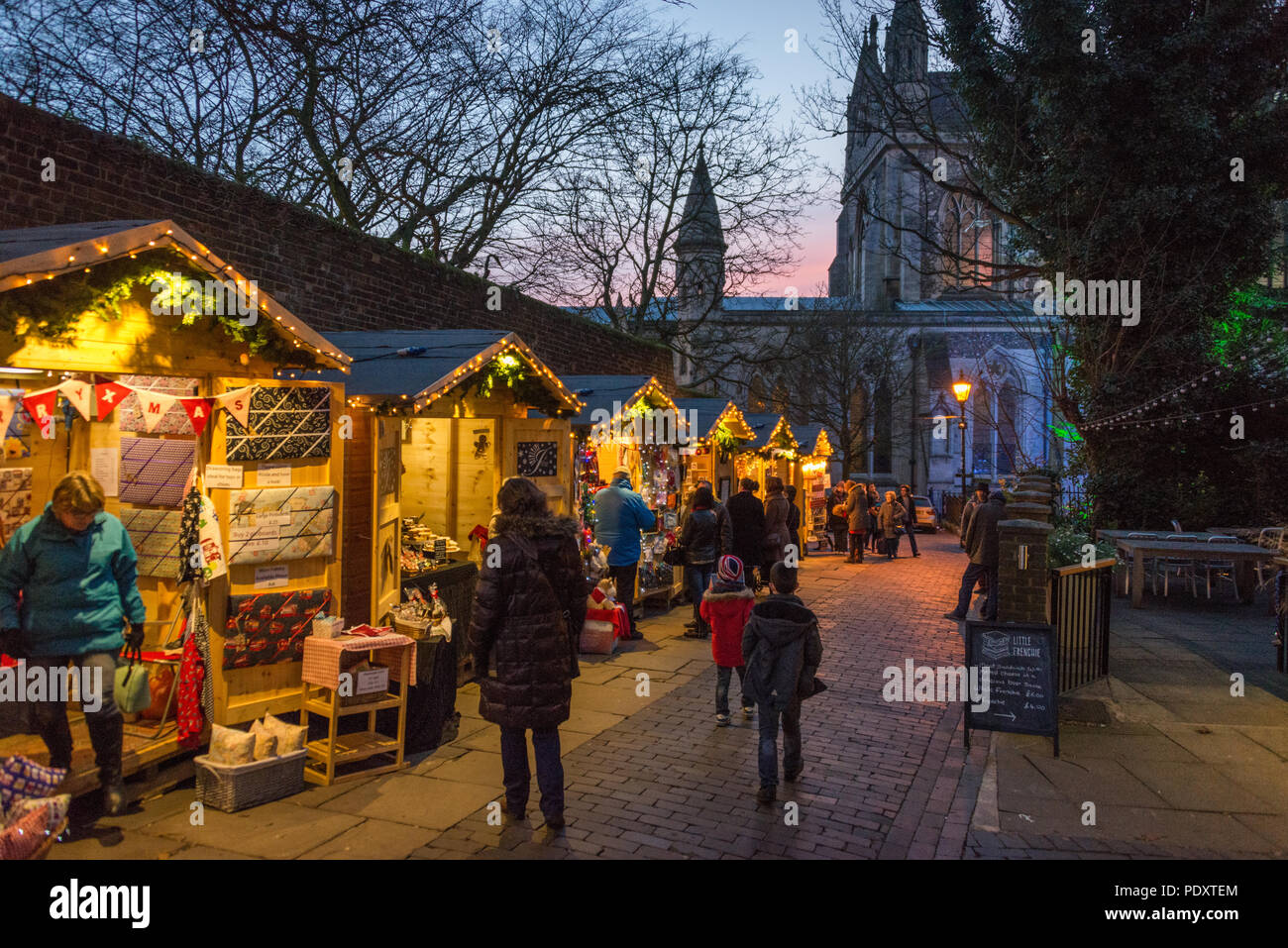 Christmas market in St. Albans, Hertfordshire Stock Photo Alamy