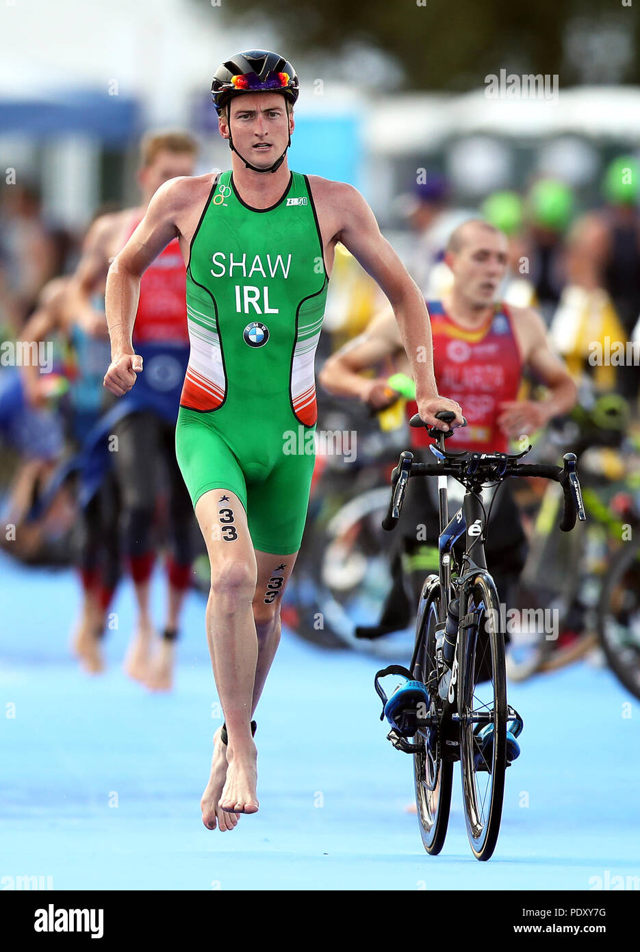 Ireland's Benjamin Shaw during the Men's Triathlon during day nine of the 2018 European Championships at Strathclyde Country Park, Lanarkshire. PRESS ASSOCIATION Photo. Picture date: Friday August 10, 2018. See PA story TRIATHLON European. Photo credit should read: John Walton/PA Wire. Stock Photo