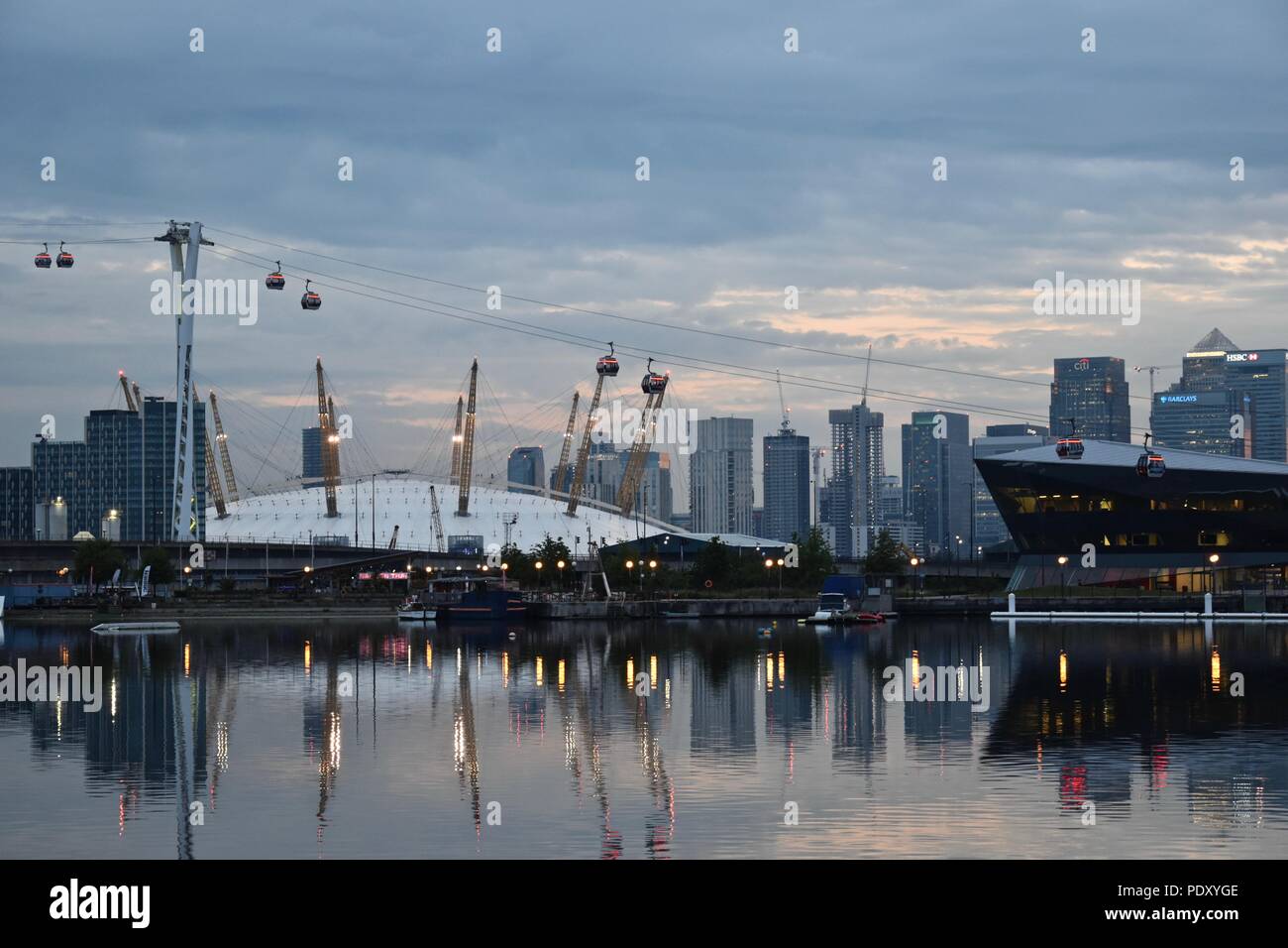 A view of canary wharf from royal victoria dock hi-res stock ...