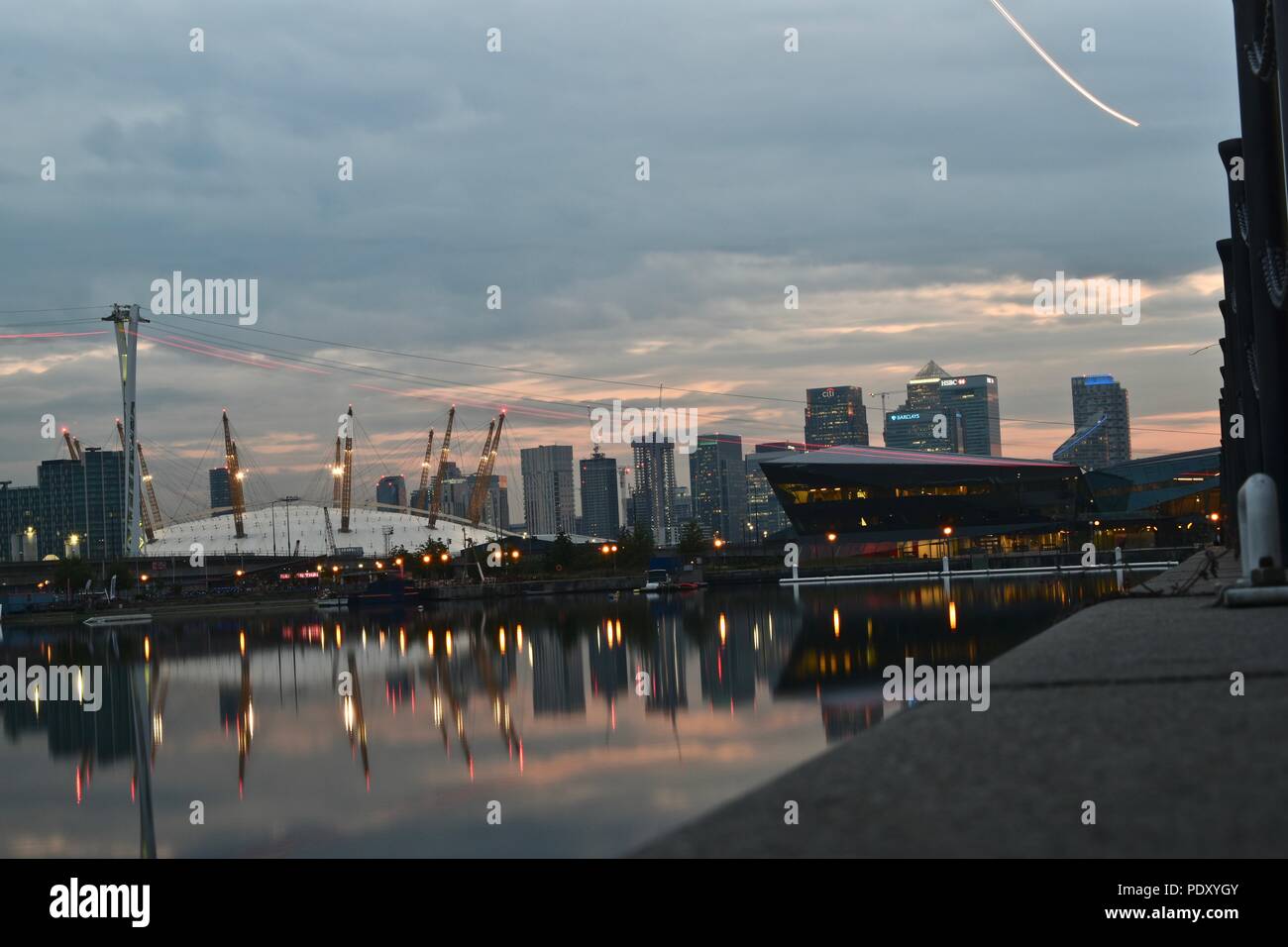 A view of canary wharf from royal victoria dock hi-res stock ...