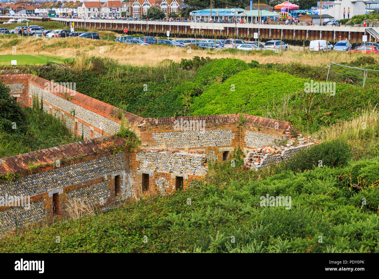 Walls of Littlehampton Napoleonic Fort ruins, the first Palmerston Fort