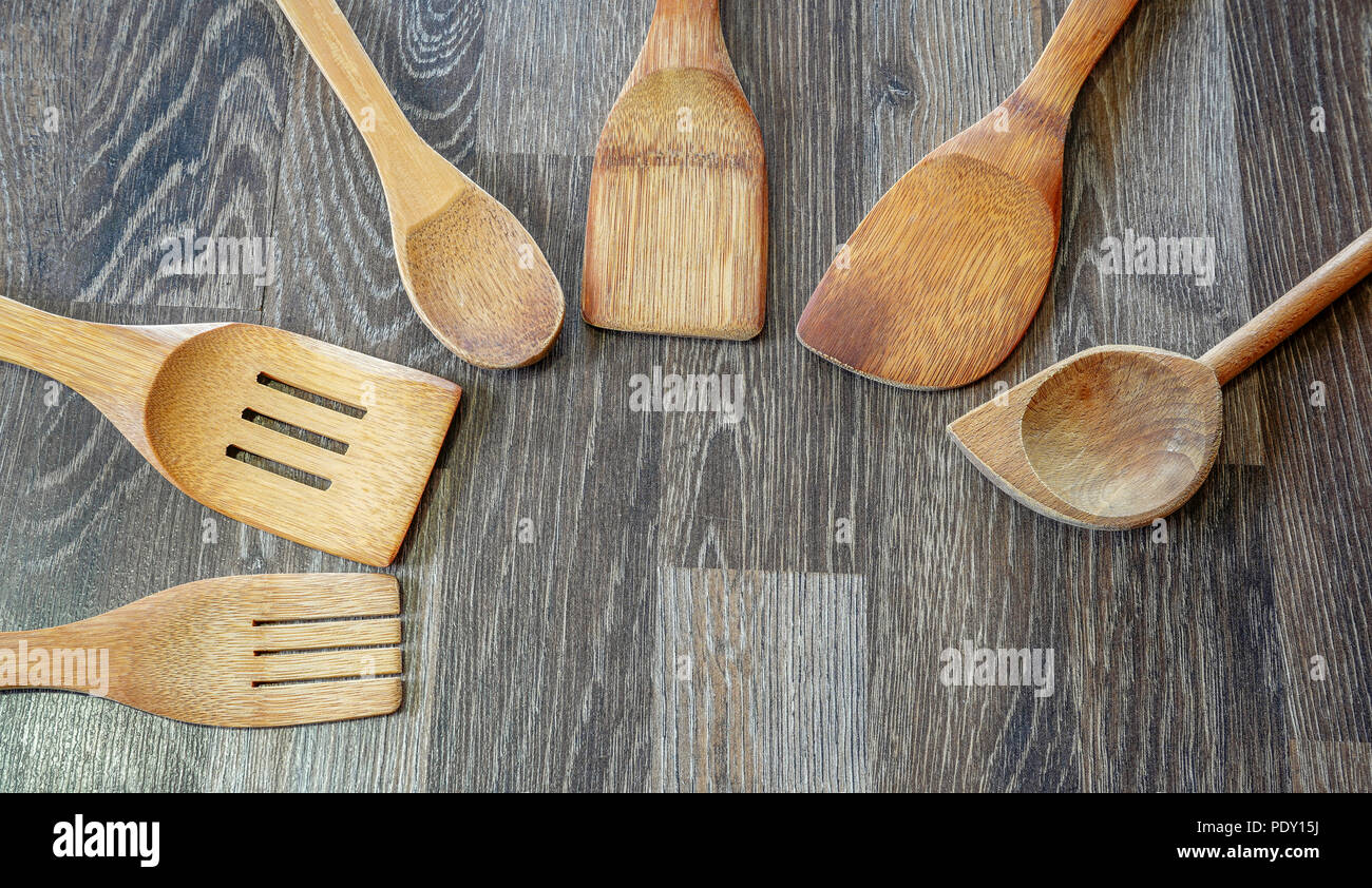 The word spoon derives from an ancient word meaning a chip of wood or horn carved from a larger piece. Wooden spoons were easy to carve and thus inexp Stock Photo